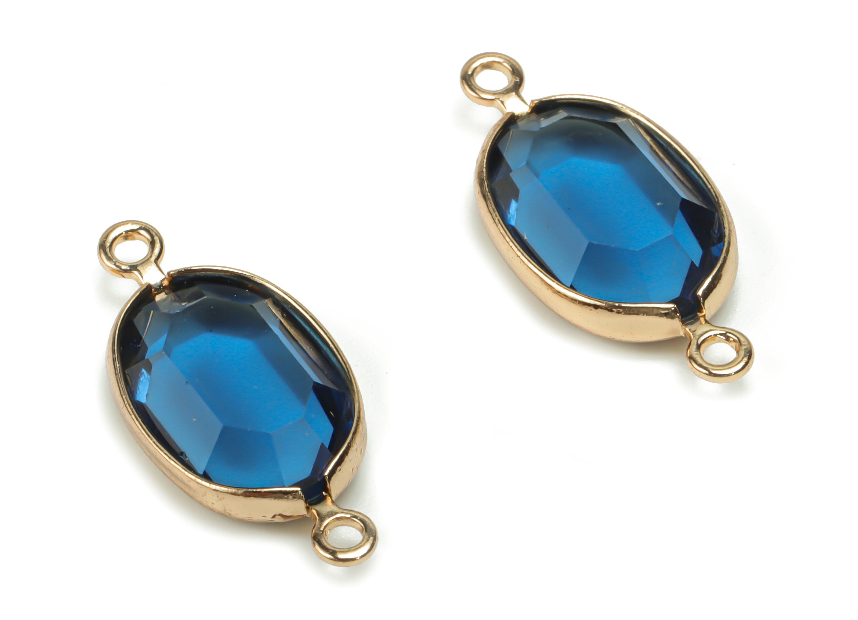 Glass Oval Earring Connector - Brass Oval Frame Charms and Pendant - Gold Tone Plated Brass - Faceted Glass - 20.2x9.03x3.89mm - GS1074B - DOMEDBAZAAR