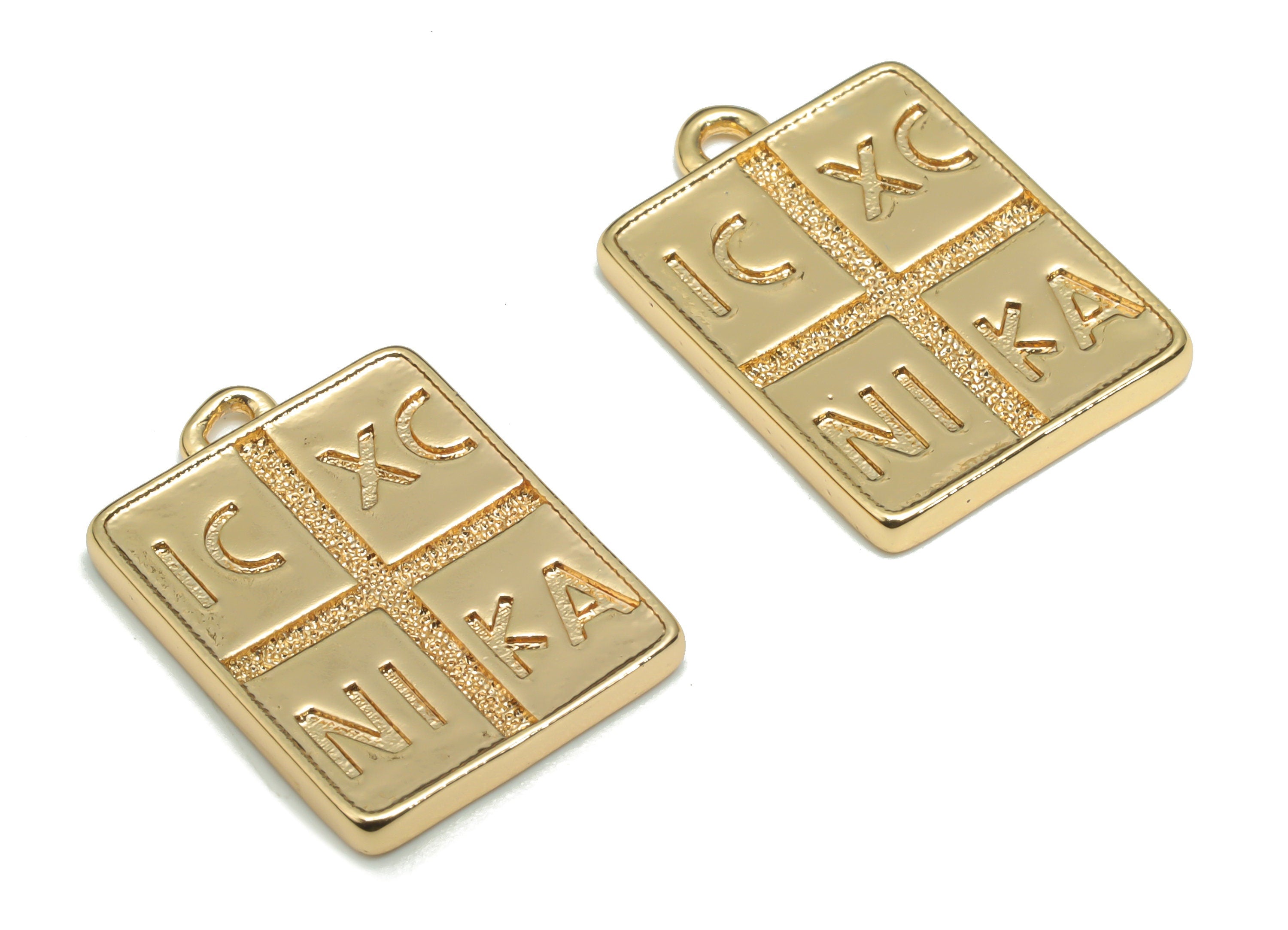 Brass Square Periodic Table Earring Charms - Gold Elements Square Pendant - 18K Real Gold Plated Brass - 19.9x13.82x1.9mm - RGP4336 - DOMEDBAZAAR