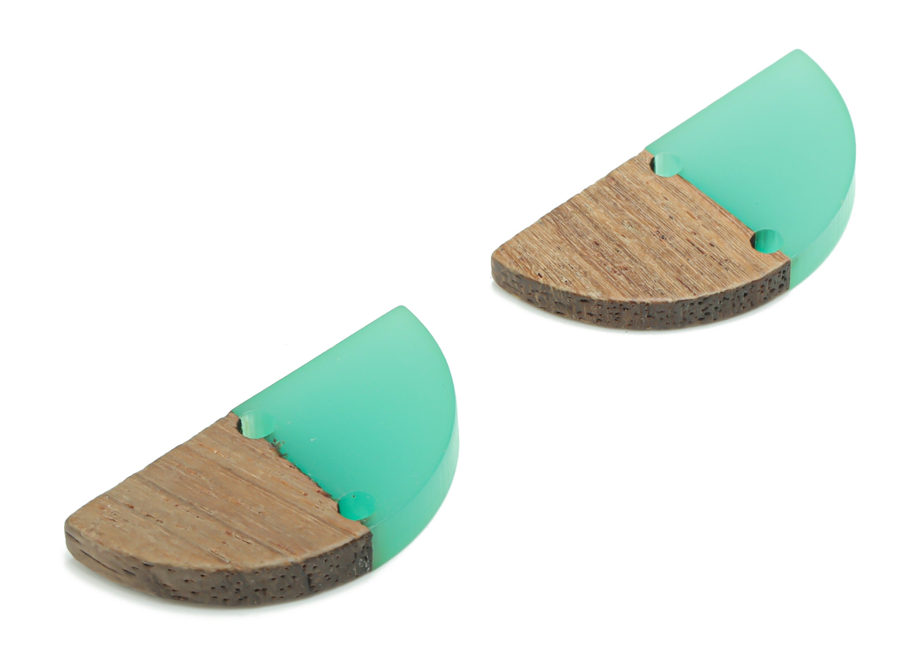 Natural Wooden Semicircle Earring Connector - Resin Half Moon Charms and Pendant - DIY Jewelry Making Supplies - 27.71x13.9x3.14mm - BB1141B - DOMEDBAZAAR