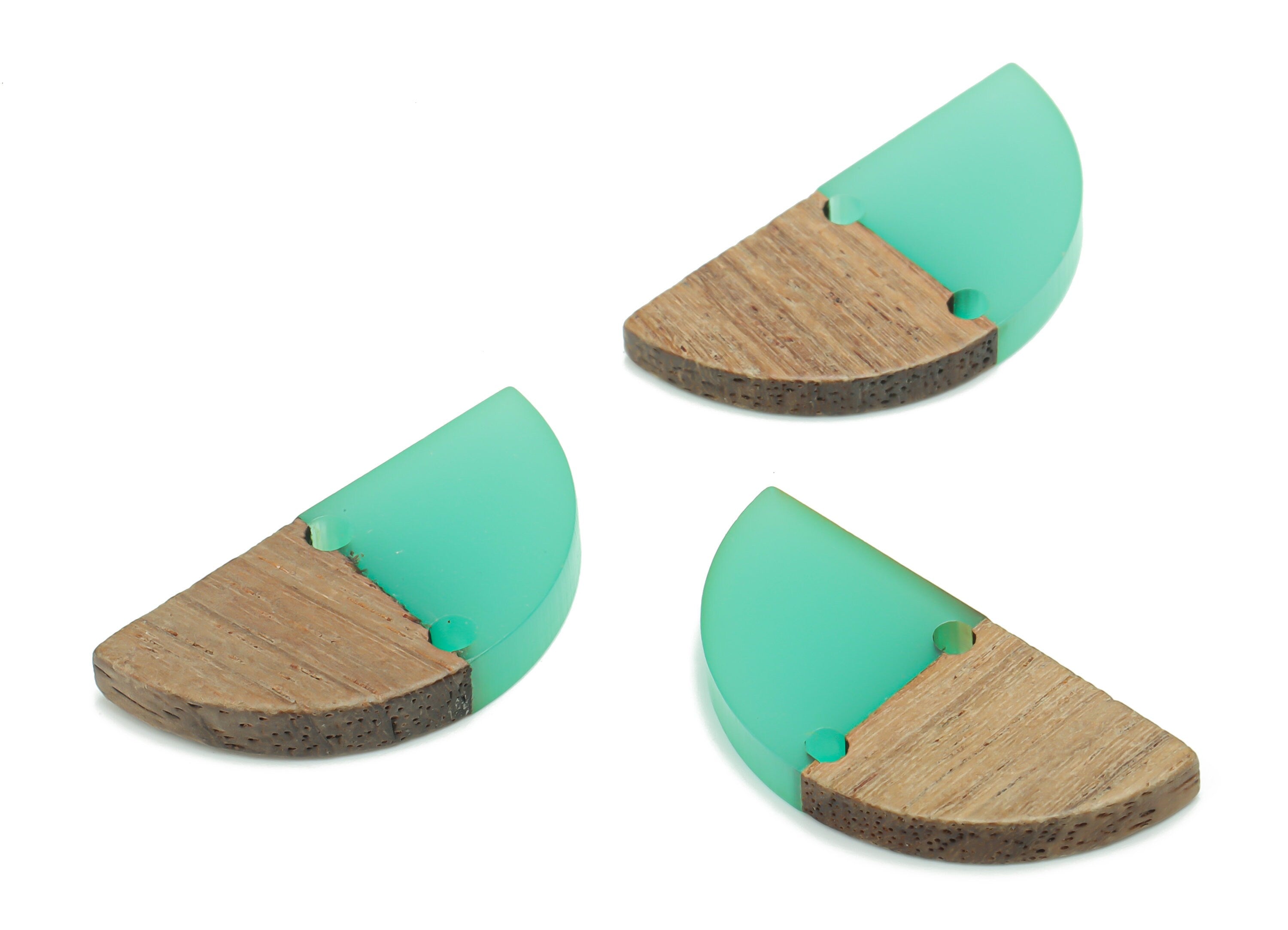 Natural Wooden Semicircle Earring Connector - Resin Half Moon Charms and Pendant - DIY Jewelry Making Supplies - 27.71x13.9x3.14mm - BB1141B - DOMEDBAZAAR