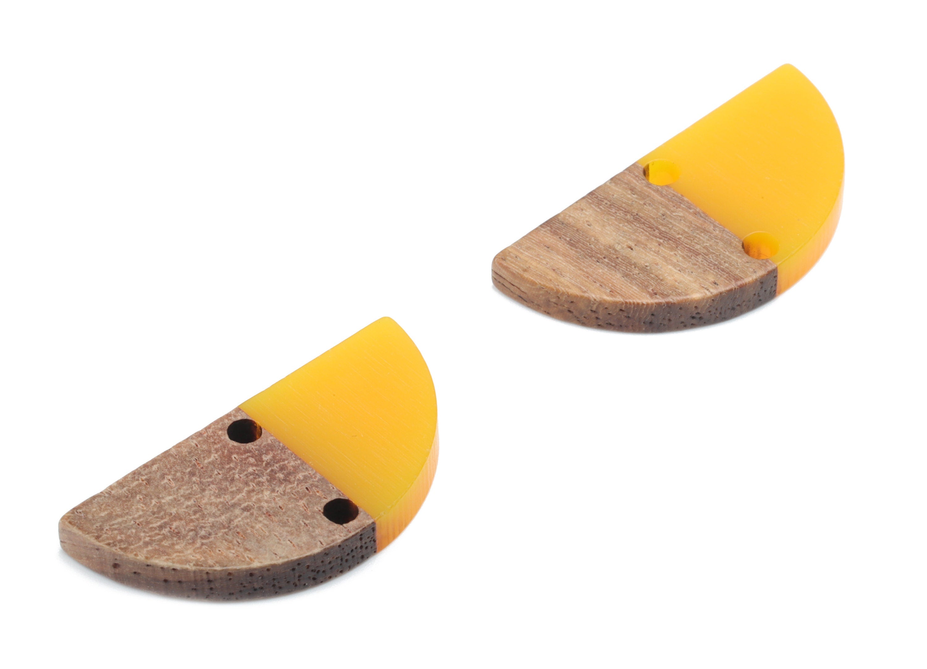 Natural Wooden Semicircle Earring Connector - Resin Half Moon Charms and Pendant - DIY Jewelry Making Supplies - 27.71x13.9x3.14mm - BB1141C - DOMEDBAZAAR