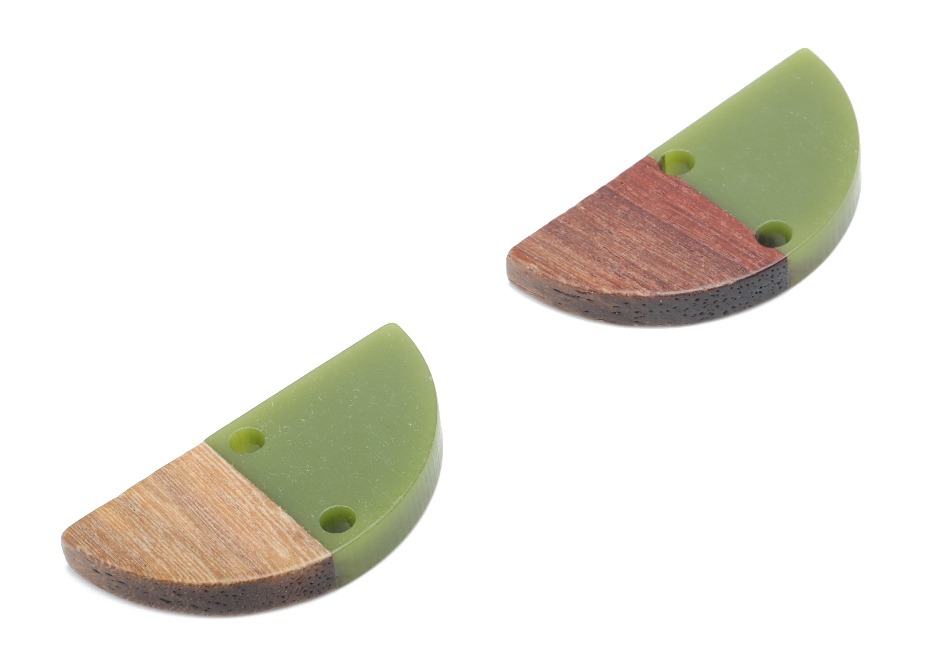 Natural Wooden Semicircle Earring Connector - Resin Half Moon Charms and Pendant - DIY Jewelry Making Supplies - 27.71x13.9x3.14mm - BB1141D - DOMEDBAZAAR
