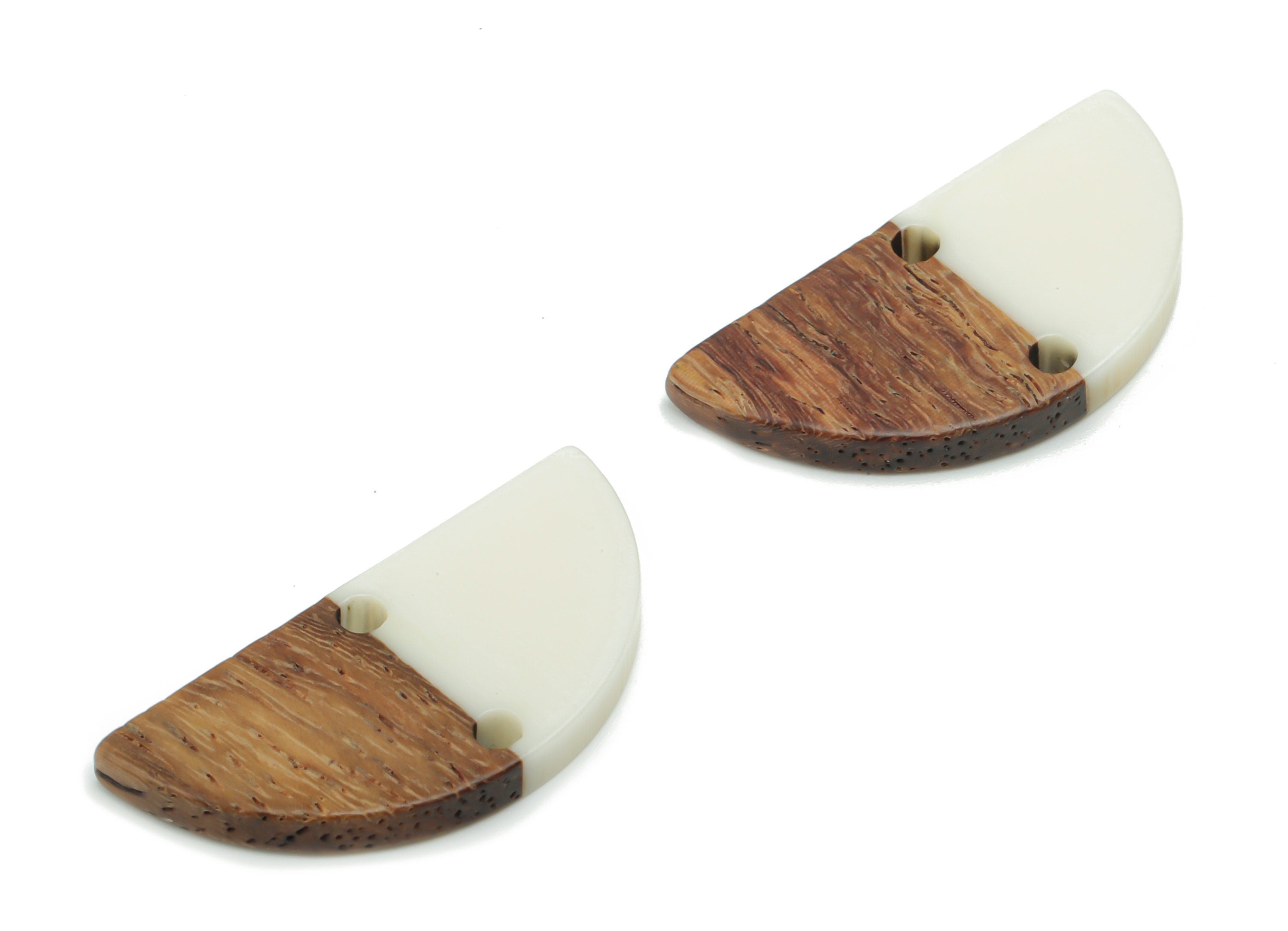 Natural Wooden Semicircle Earring Connector - Resin Half Moon Charms and Pendant - DIY Jewelry Making Supplies - 27.71x13.9x3.14mm - BB1141E - DOMEDBAZAAR