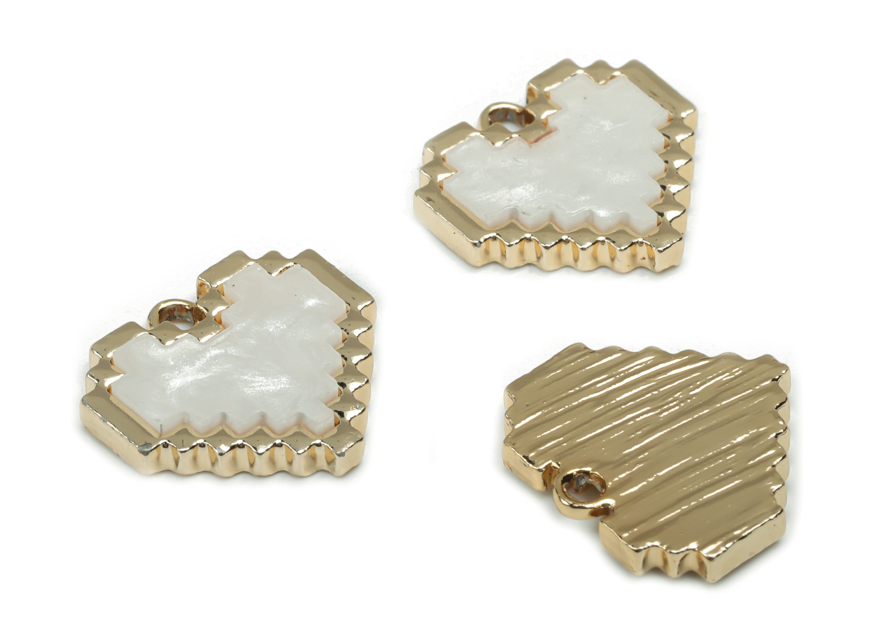 Alloy Heart Earring Charms - Acrylic Heart Pendant - Gold Tone Plated Alloy - Jewelry Making Supplies - 15.83x14.85x2.45mm - ZZ1974 - DOMEDBAZAAR