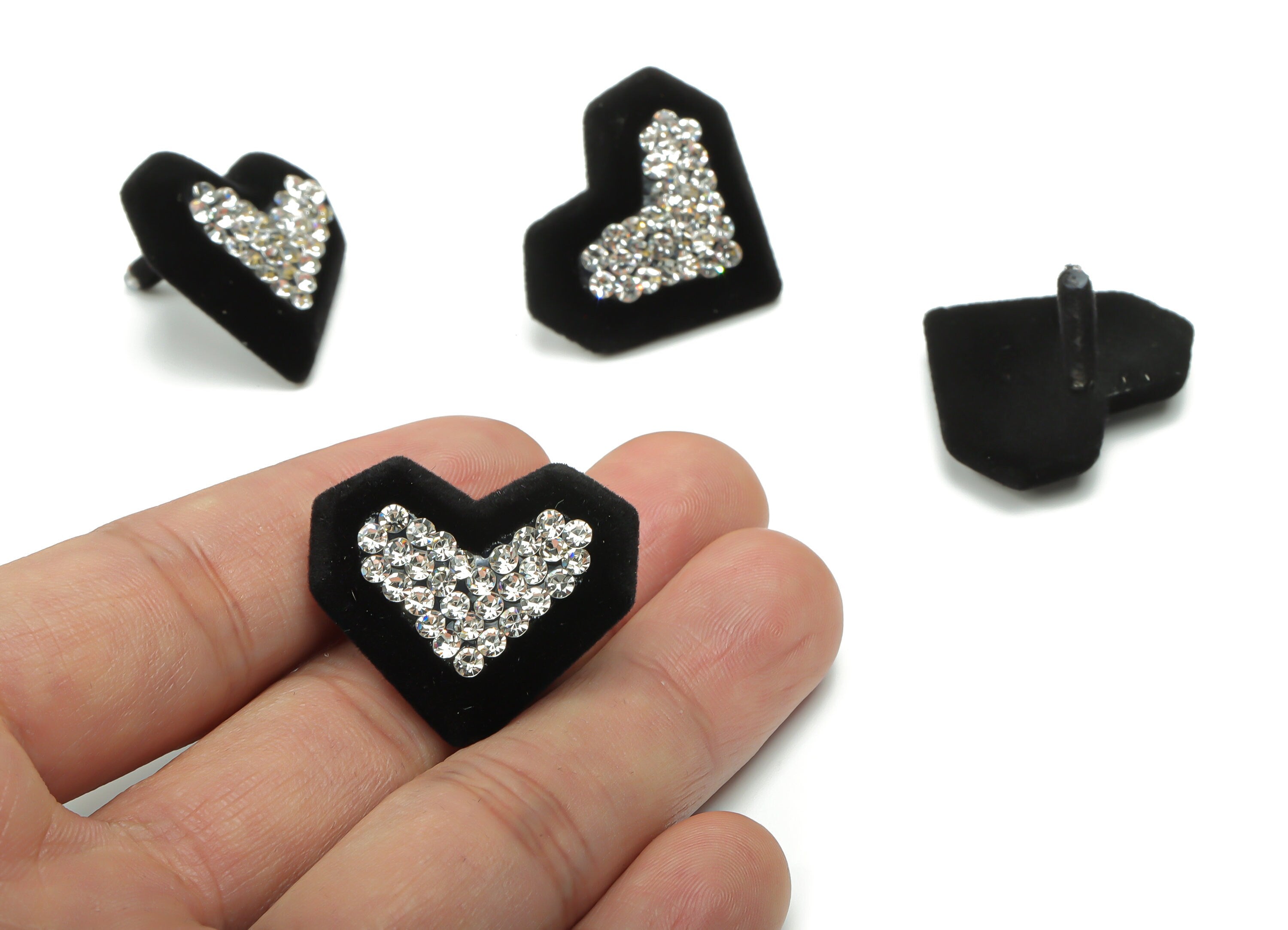 Acrylic Heart Earring Stud - Acrylic Heart Post – Imitation Silver Stud – Czech Glass - Jewelry Making Supplies – 27.9x25.3x5.2mm - AC2385 - DOMEDBAZAAR