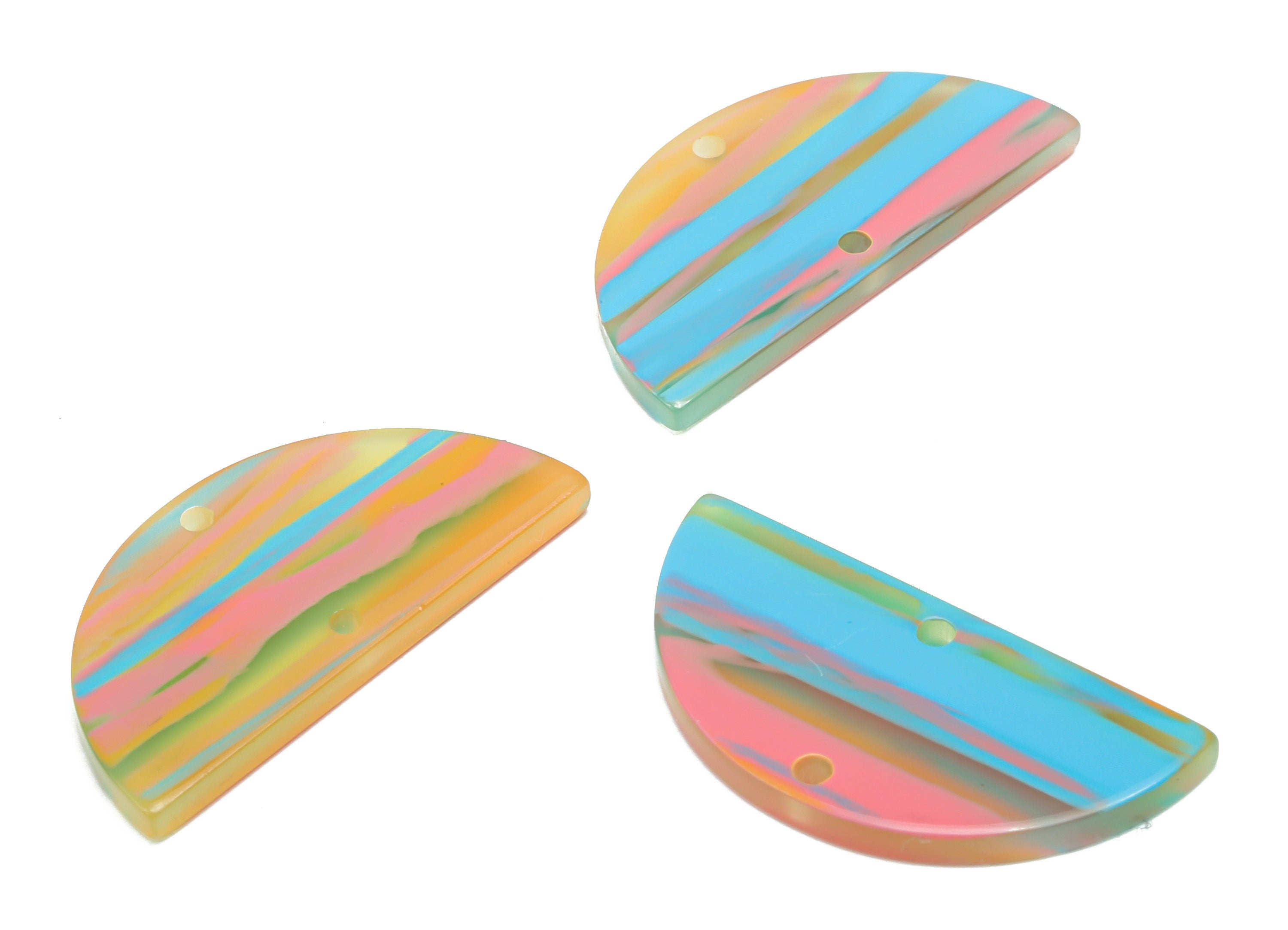 Acrylic Semicircle Earring Connector - Acrylic Half Moon Charms and Pendant - Jewelry Supplies - Color Code:A802 - 30x15x2mm - AC1061-A802 - DOMEDBAZAAR