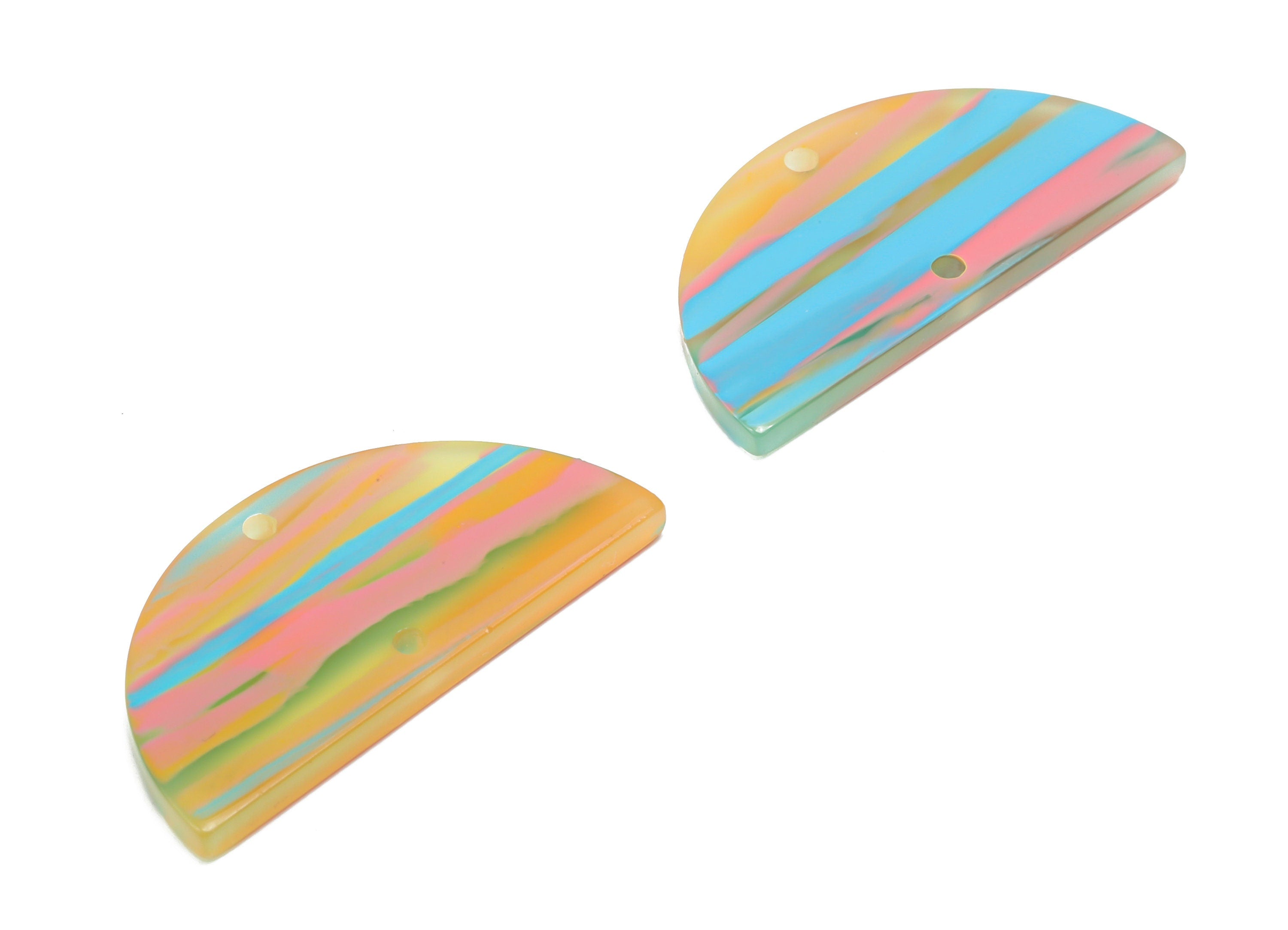 Acrylic Semicircle Earring Connector - Acrylic Half Moon Charms and Pendant - Jewelry Supplies - Color Code:A802 - 30x15x2mm - AC1061-A802 - DOMEDBAZAAR