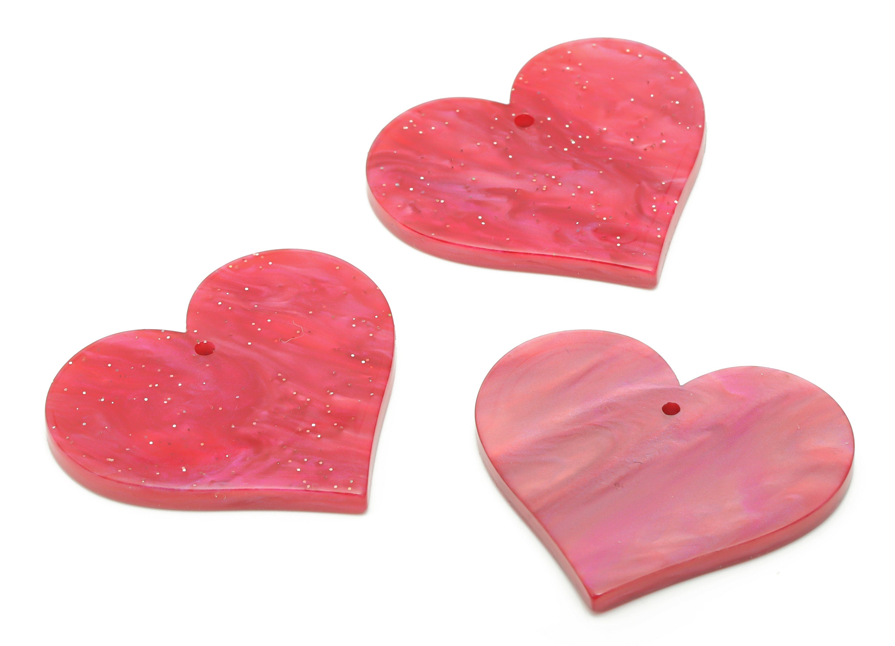 Acrylic Heart Earring Charms - Acrylic Heart Pendant - Jewelry Making Supplies - Color Code: A799 - 33.66x30.24x2.79mm - AC2392-A799 - DOMEDBAZAAR