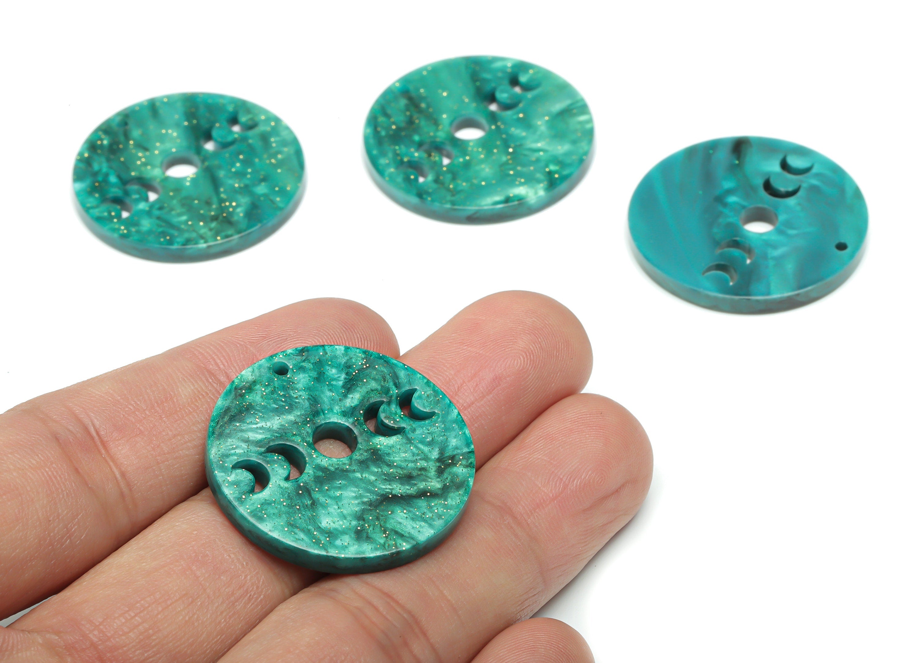 Acrylic Round Earring Charms - Acrylic Phases of Moon Pendant - Jewelry Making Supplies - Color Code: A807 - 29.81x29.76x2.9mm - AC2393-A807 - DOMEDBAZAAR