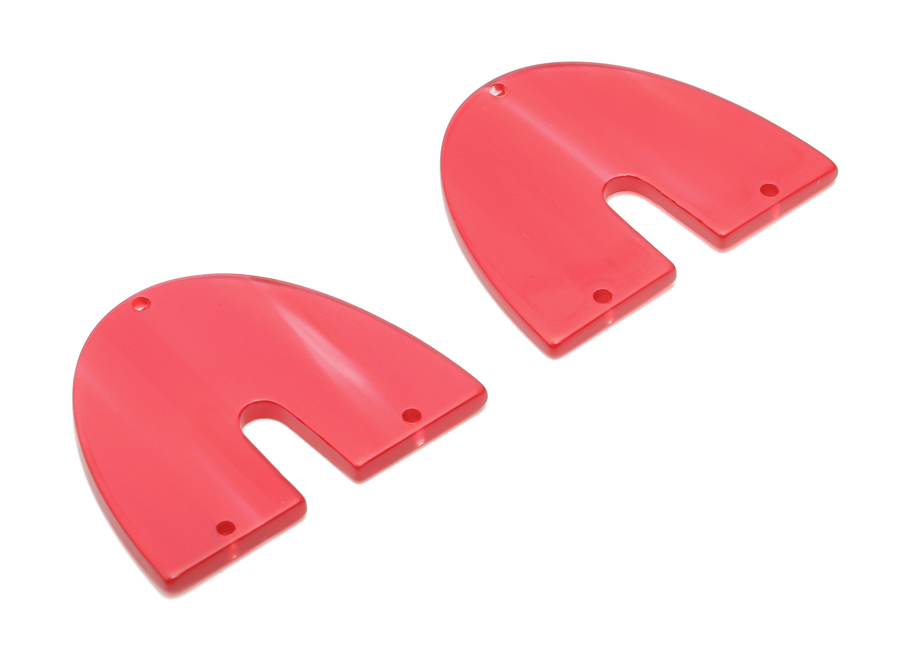 Acrylic Domed U Earring Connector - Acrylic Geometry Charms - 3 Holes - Jewelry Supplies - Color Code:A797 - 41.54x34.9x2.6mm - AC2390-A797 - DOMEDBAZAAR