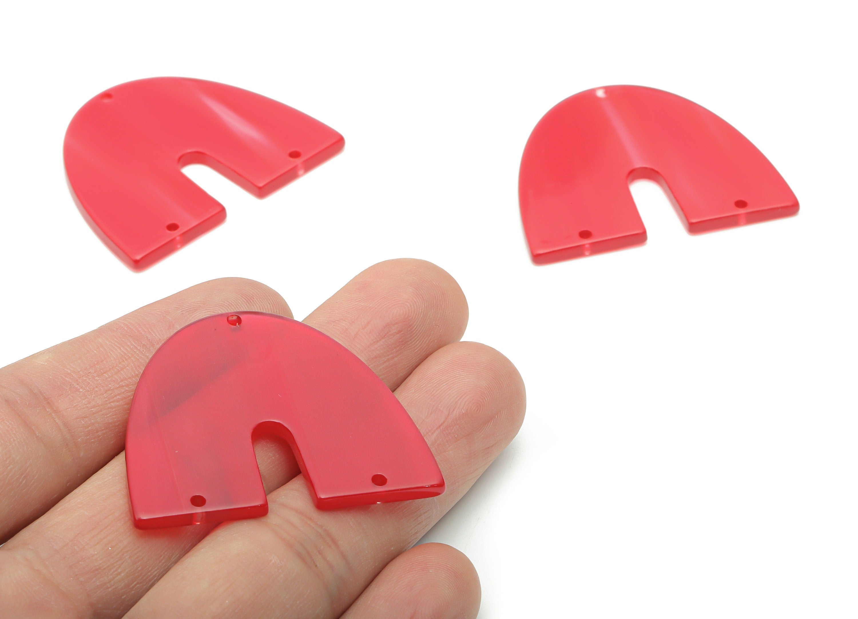 Acrylic Domed U Earring Connector - Acrylic Geometry Charms - 3 Holes - Jewelry Supplies - Color Code:A797 - 41.54x34.9x2.6mm - AC2390-A797 - DOMEDBAZAAR