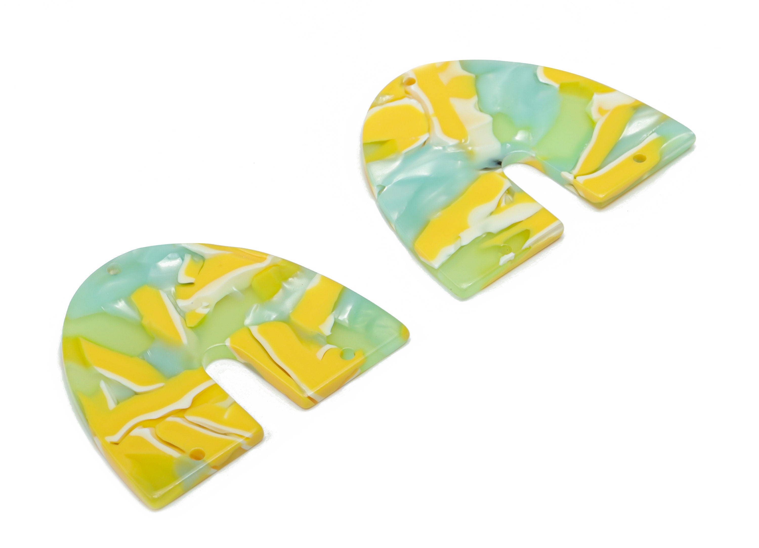 Acetate Domed U Earring Connectors - Acetate Geometry Charms - 3 Holes - Jewelry Supplies - Color Code:A798 - 41.4x34.9x2.5mm - AC2390-A798 - DOMEDBAZAAR