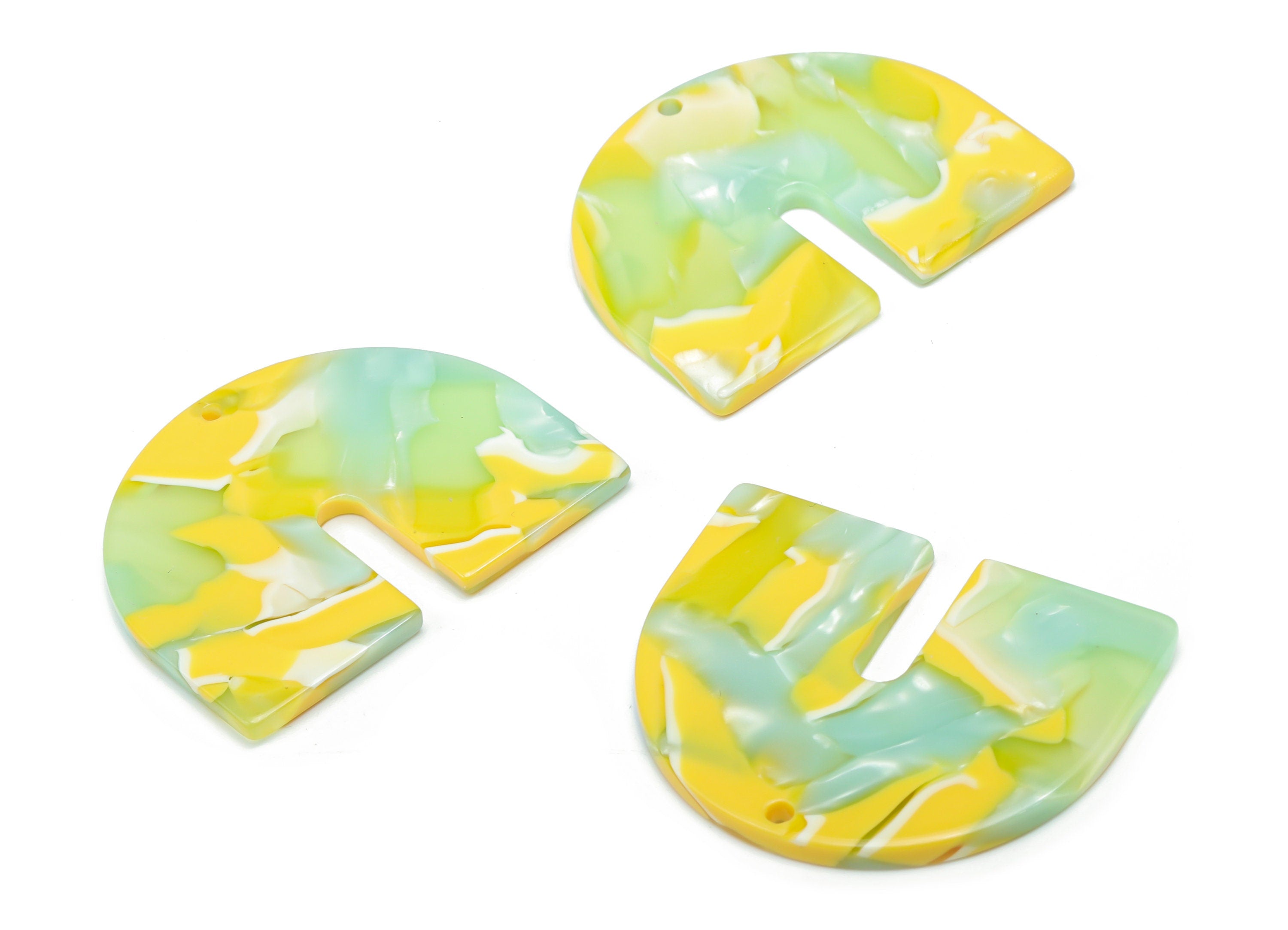 Acetate Domed U Earring Charms - Acetate Geometry Pendant - Jewelry Making Supplies - Color Code: A798 - 36.36x29.76x2.41mm - AC2391-A798 - DOMEDBAZAAR