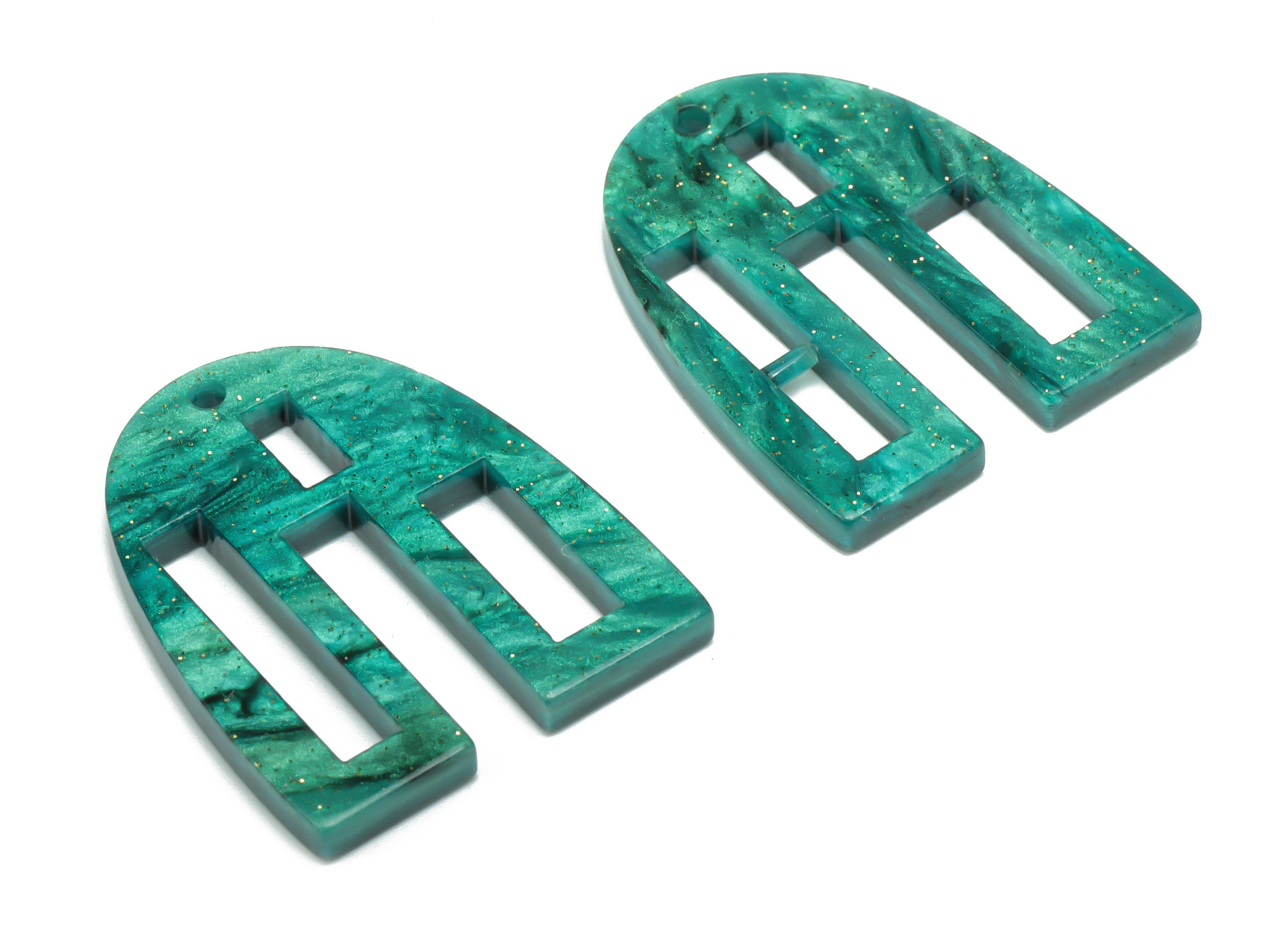 Acrylic U Earring Charms - Acrylic Rectangle Pendant - Jewelry Making Supplies - Color Code: A807 - 28x22.79x2.63mm - AC2397-A807 - DOMEDBAZAAR