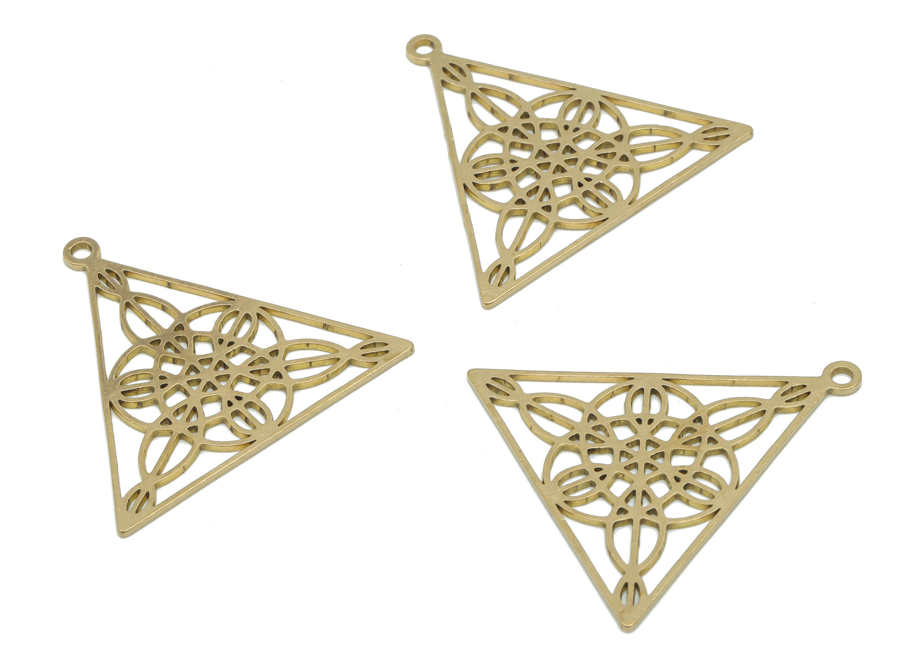 Brass Rectangle Flower Earring Charms - Raw Brass Rectangle Flower Pendant - DIY Jewelry Making Supplies - 35.67x34.25x0.82mm - PPA2565 - DOMEDBAZAAR