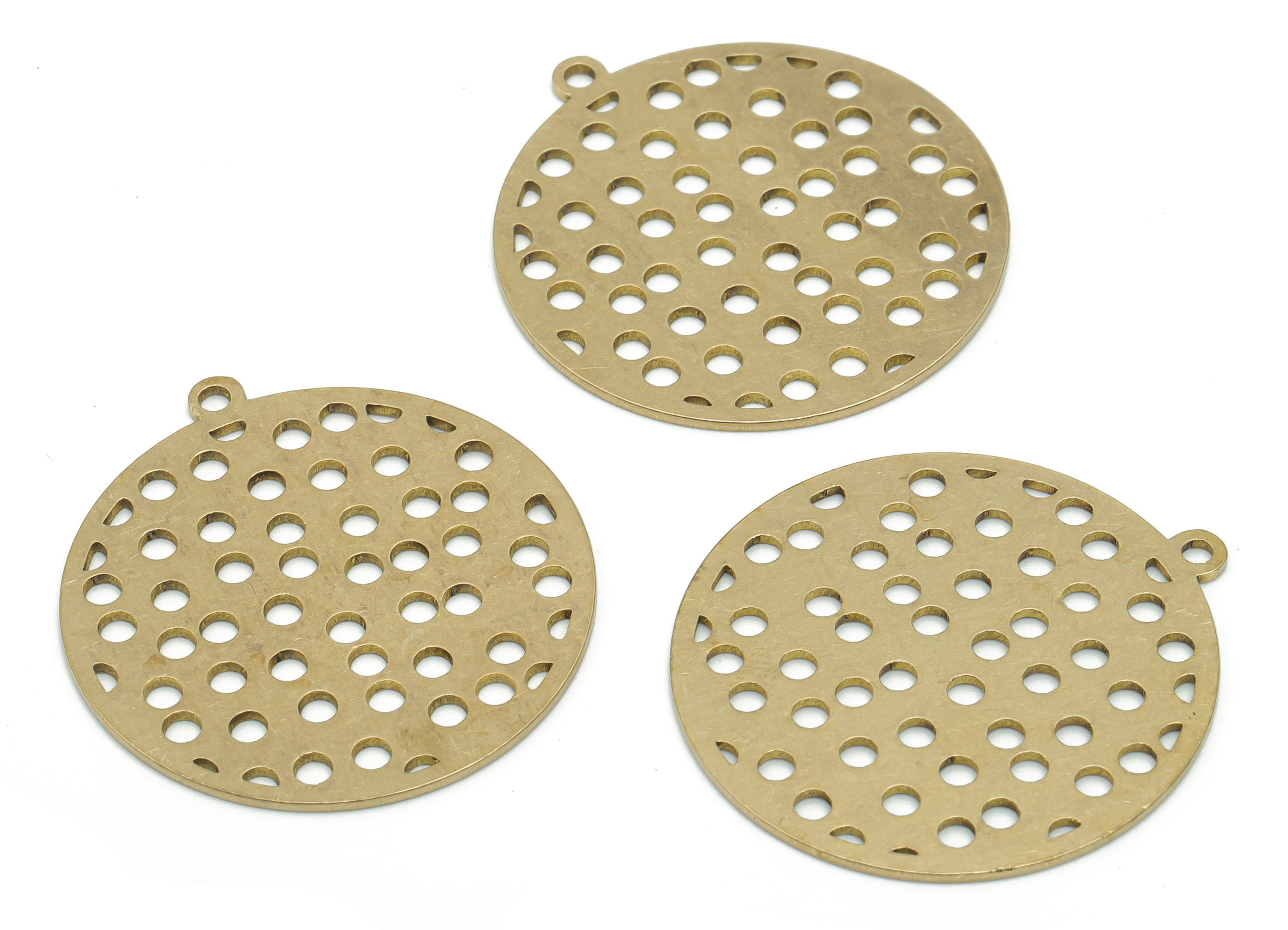 Brass Bubble Round Earring Charms - Raw Brass Bubble Circle Pendant - Jewelry Making Supplies - 35.83x32.97x0.86mm - PPA2329 - DOMEDBAZAAR