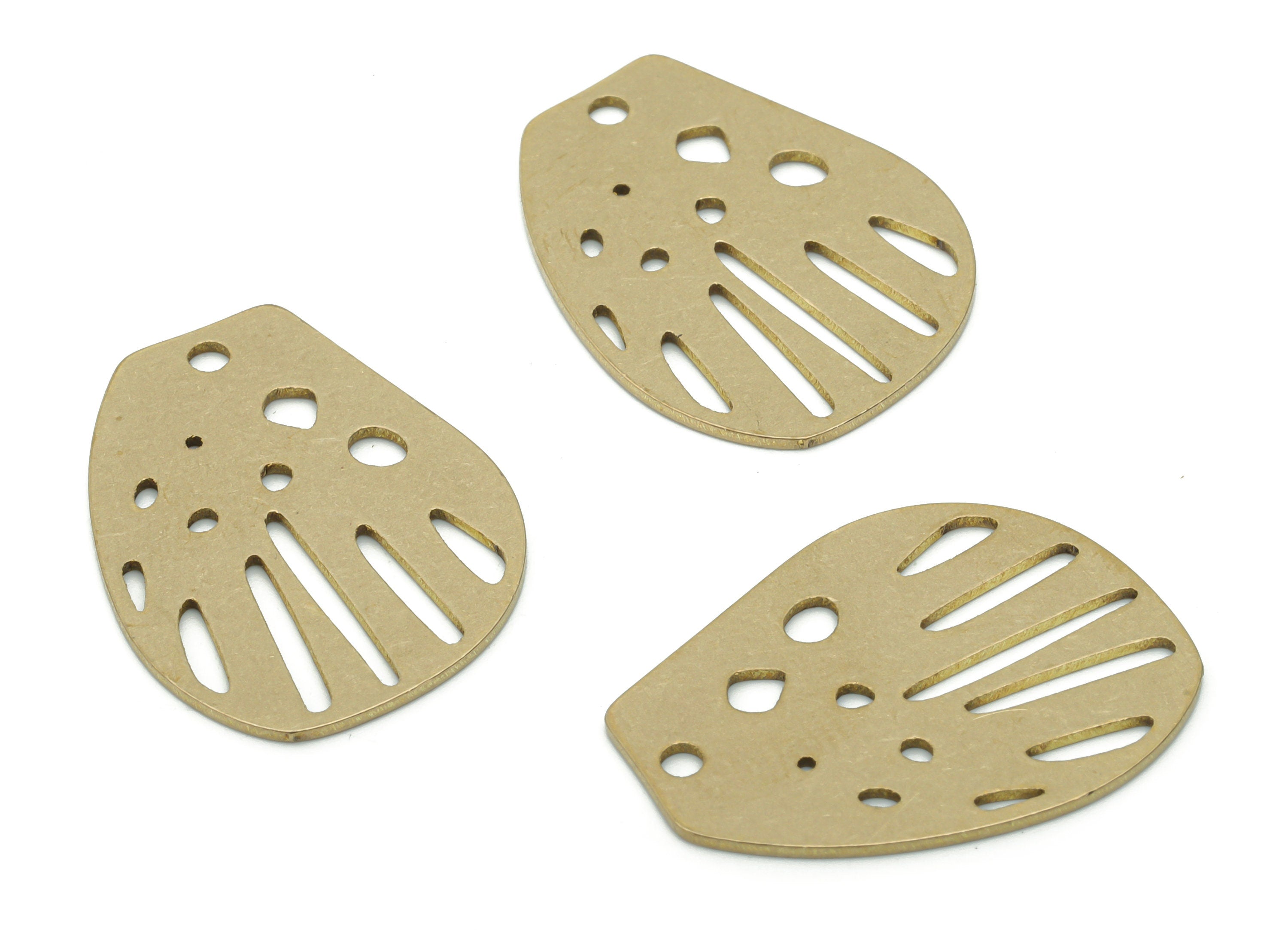 Brass Geometry Earring Charms - Raw Brass Irregular Pendant - Jewelry Making Supplies - 24.86x18.88x0.77mm - PPZ0151 - DOMEDBAZAAR