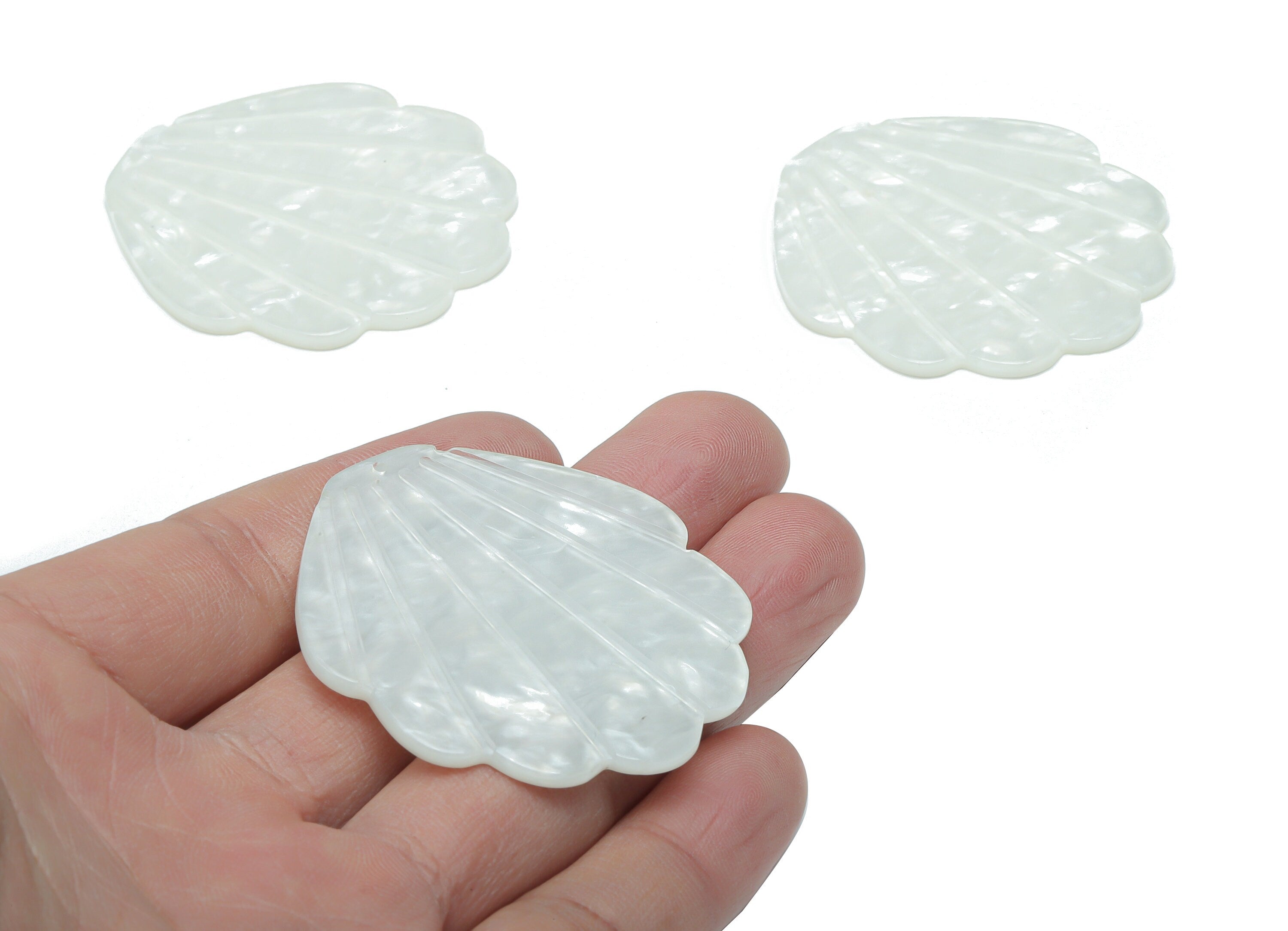 Acrylic Shell Earring Charms - Acrylic Shell Pendant - Jewelry Making Supplies - Color Code: A795 - 50.21x47.99x2.21mm - AC2388-A795 - DOMEDBAZAAR