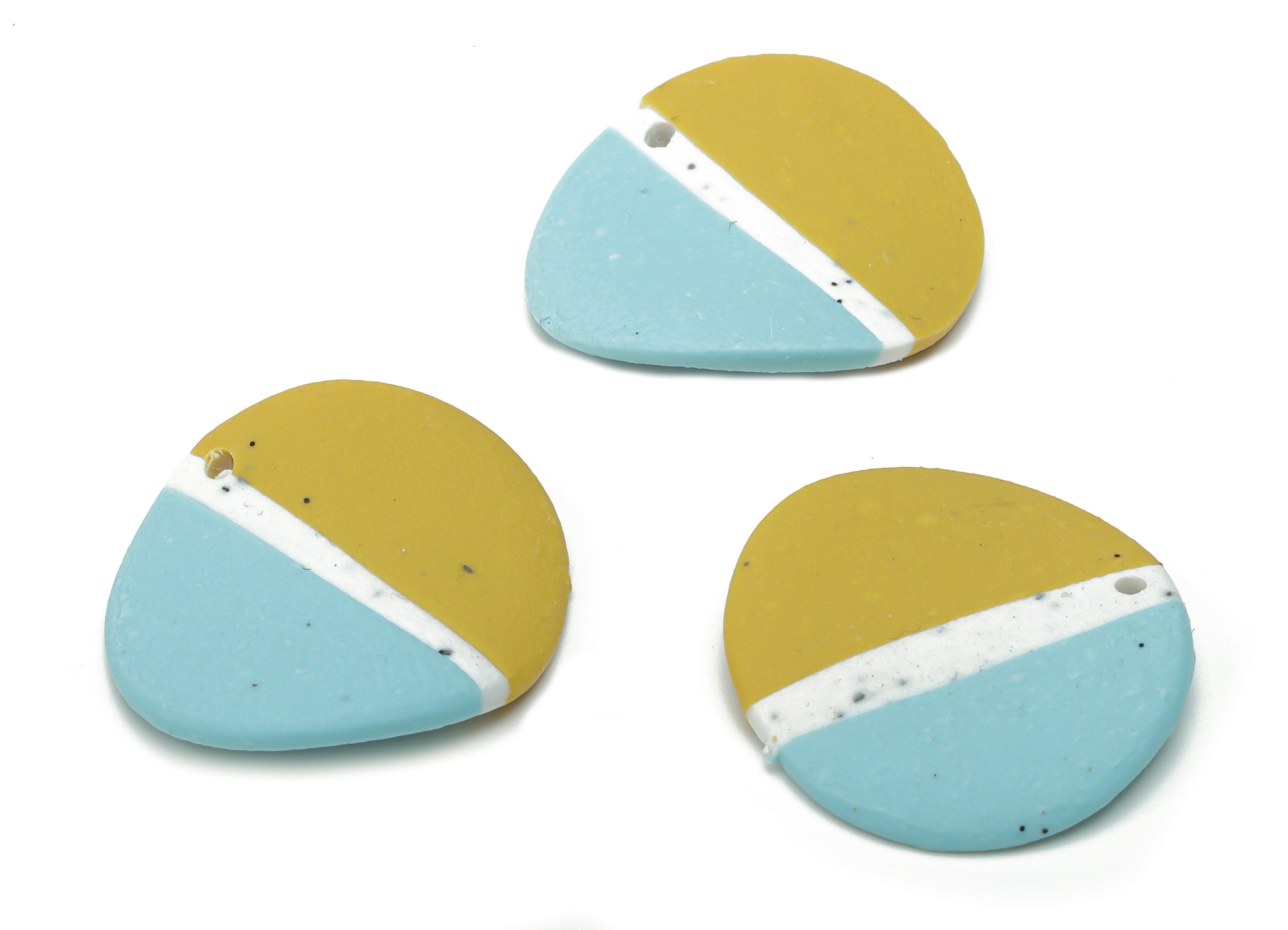 Polymer Clay Bent Round Earring Charms - Polymer Clay Circle Pandant - Jewelry Handmade Making - 20.93x22.15x2.1mm - PC2312 - DOMEDBAZAAR