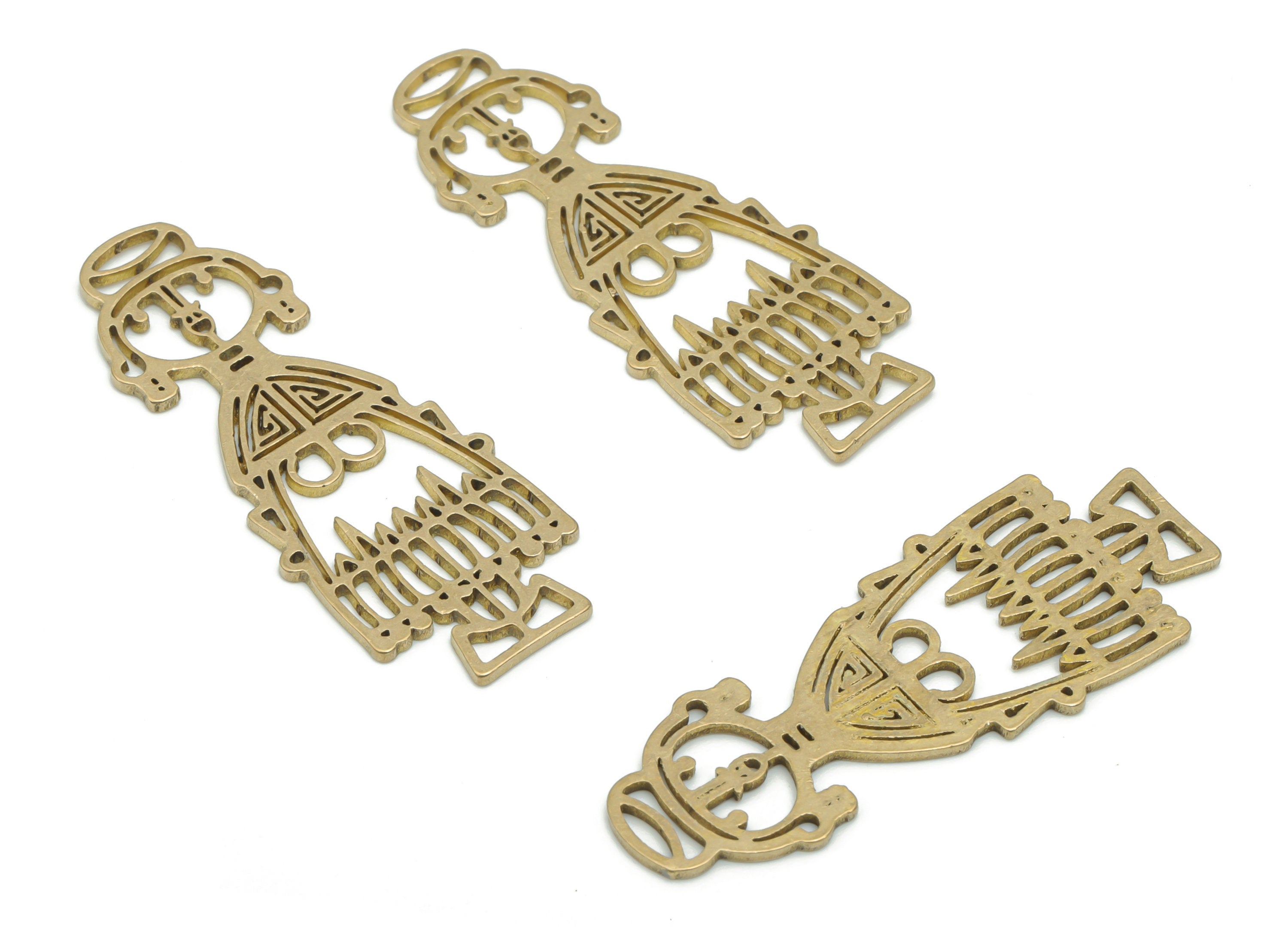 Brass Woman Robot Earring Charms - Raw Brass Woman Robot Pendant - DIY Jewelry Making Supplies - 37.84x14.64x0.85mm - PPA2305 - DOMEDBAZAAR