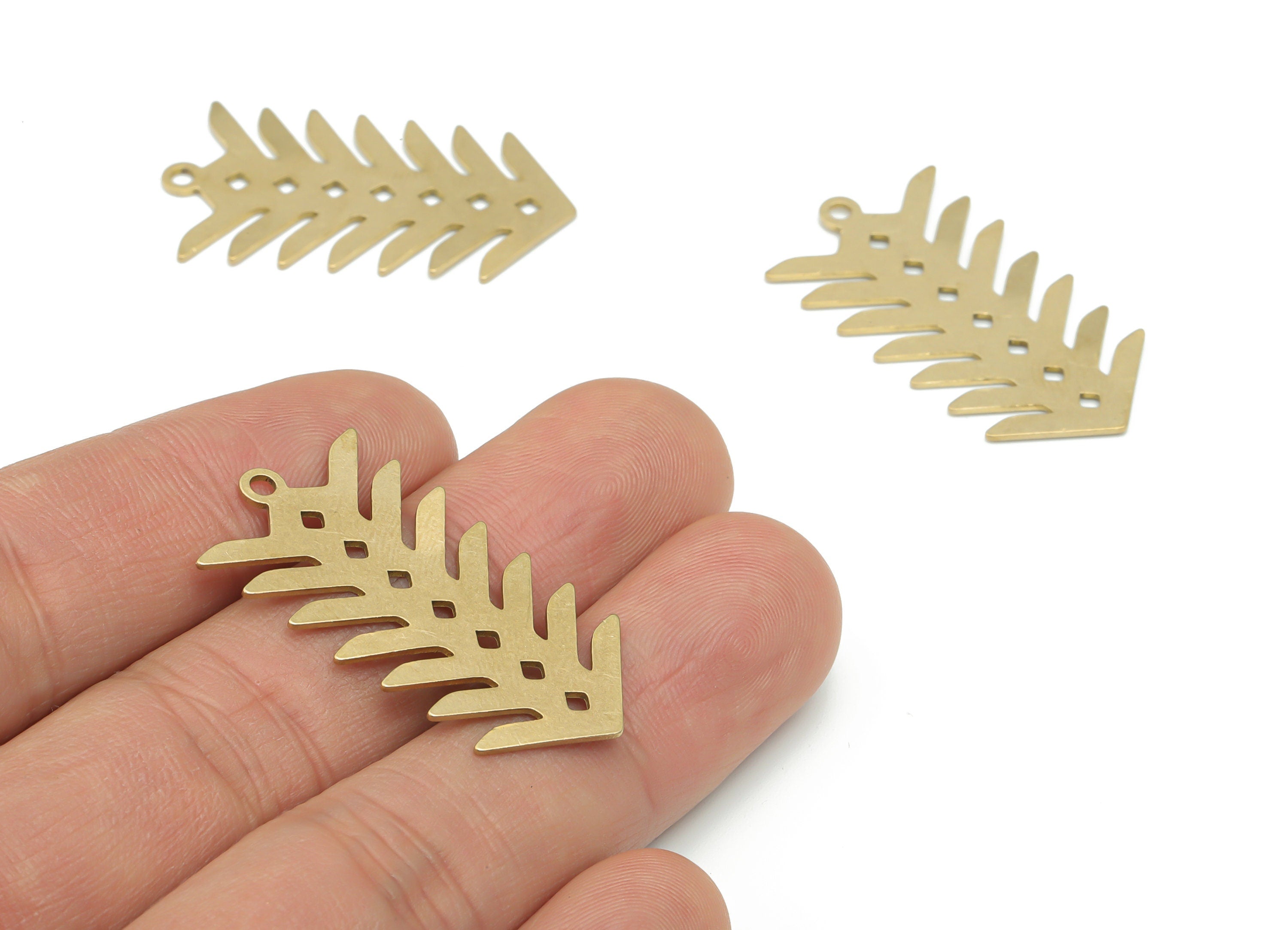 Brass Leaf Diamond Earring Charms - Raw Brass Rhombic Leaf Pendant - Jewelry Making Supplies - 35.61x19.4x0.68mm - PPA2497 - DOMEDBAZAAR