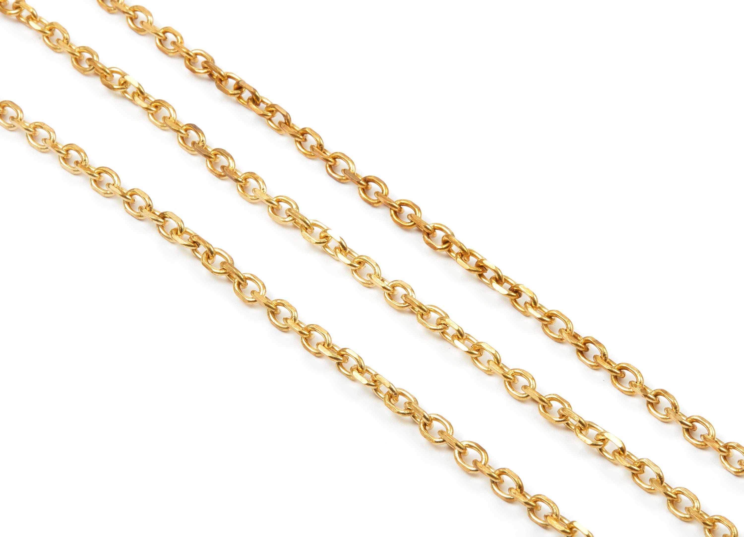 Flat Cable Chain - Raw Brass Faceted Chain- Open Link Mini Cable Chain - Faceted Cable Chain - for Necklace Bracelet - 5*3.5mm - CC1132 - DOMEDBAZAAR