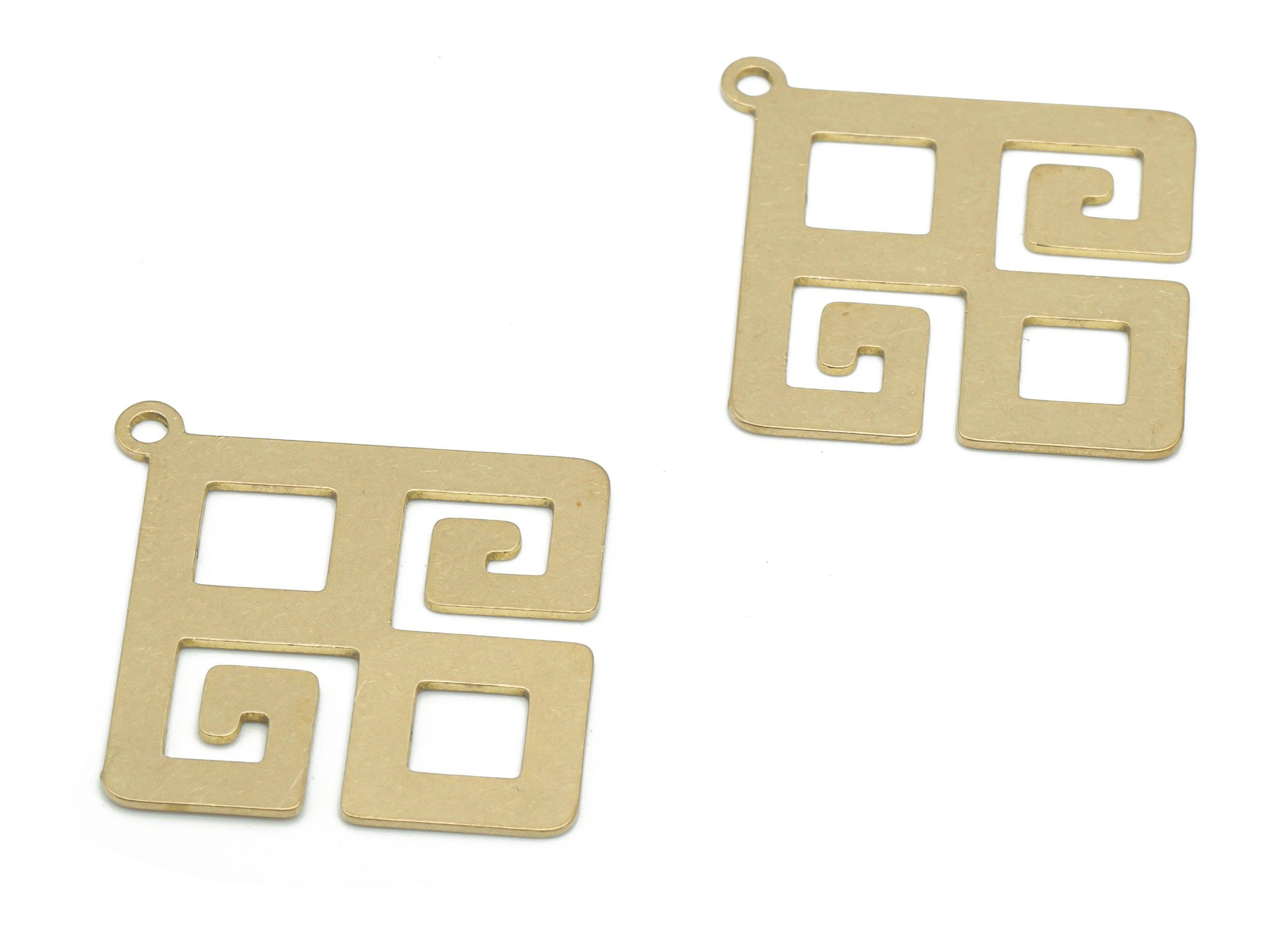 Brass Textured Diamond Square Earring Charms - Raw Brass Iran Carpet Rhombic Square Pendant - Jewelry Supplies - 35.8x32.63x0.67mm - PPA2492 - DOMEDBAZAAR
