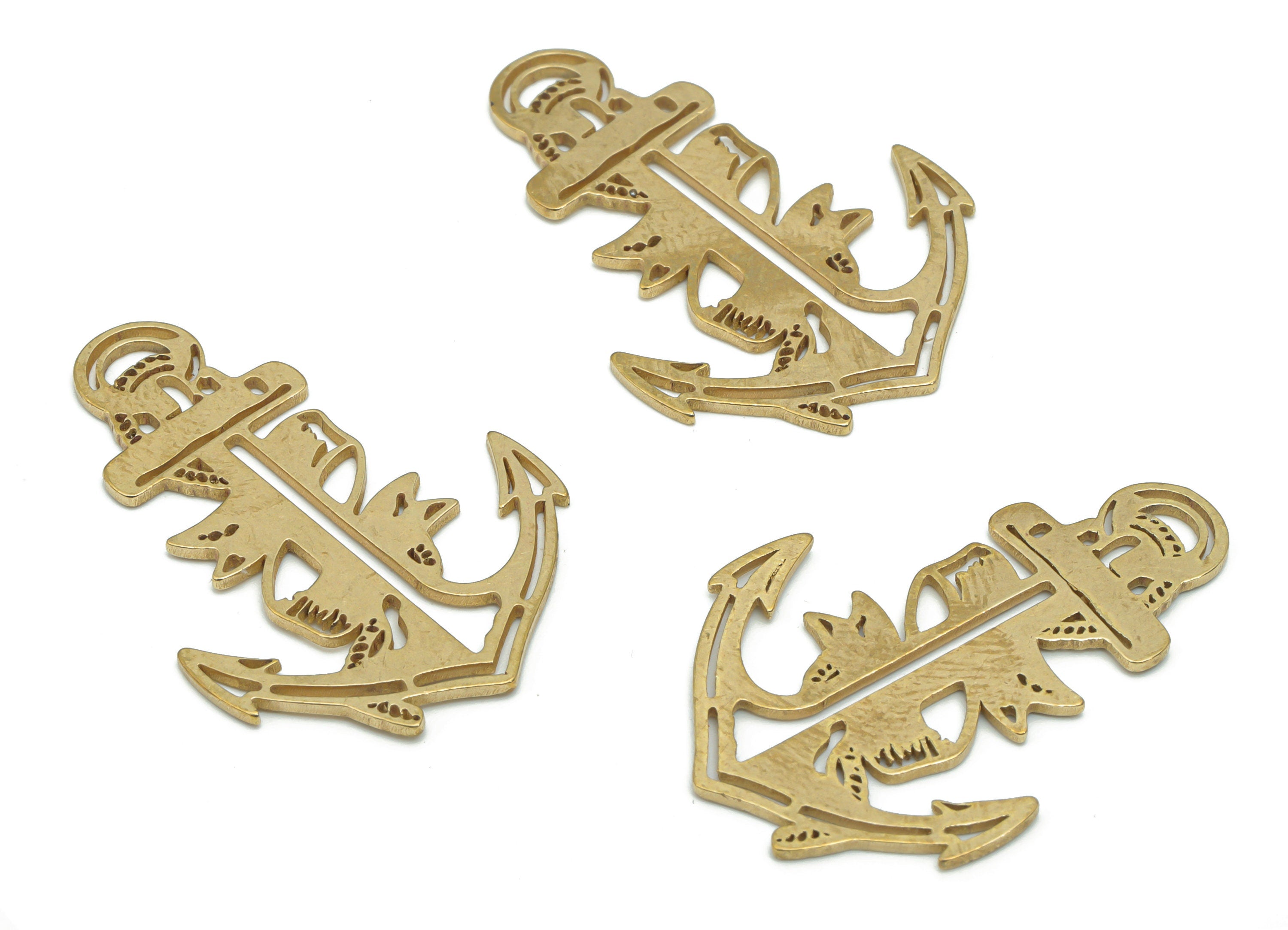 Brass Cross Anchor Earring Charms - Raw Brass Anchor Cross Pendant - DIY Jewelry Making Supplies - 34.54x23.97x0.9mm - PPA2089 - DOMEDBAZAAR