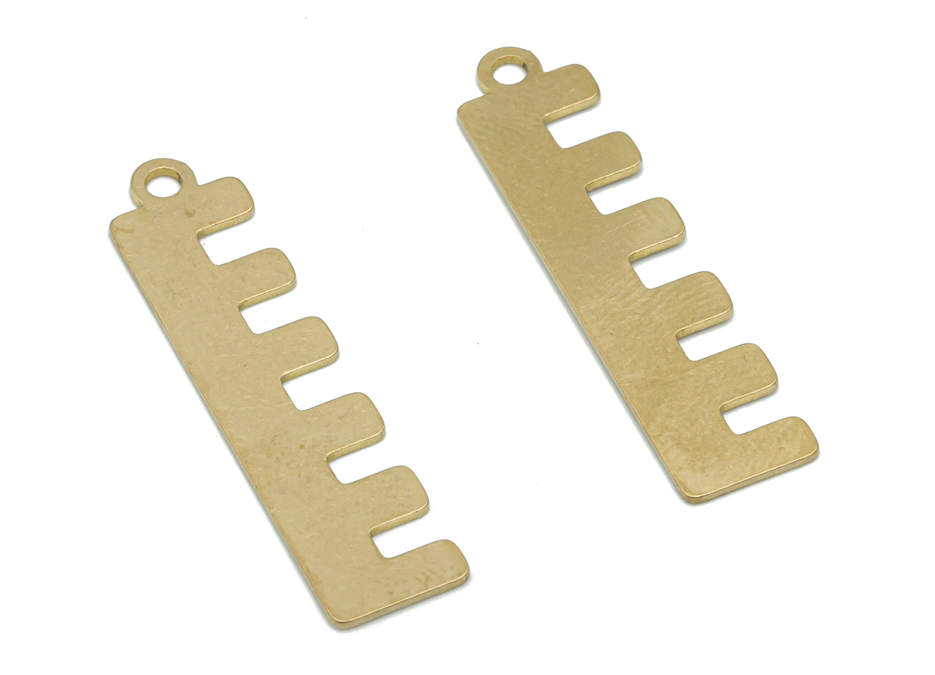 Brass Brush E Rectangle Earring Charms - Raw Brass Rectangle E Pendant - Jewelry Making Supplies - 34.97x8.52x0.63mm - PPA2527 - DOMEDBAZAAR