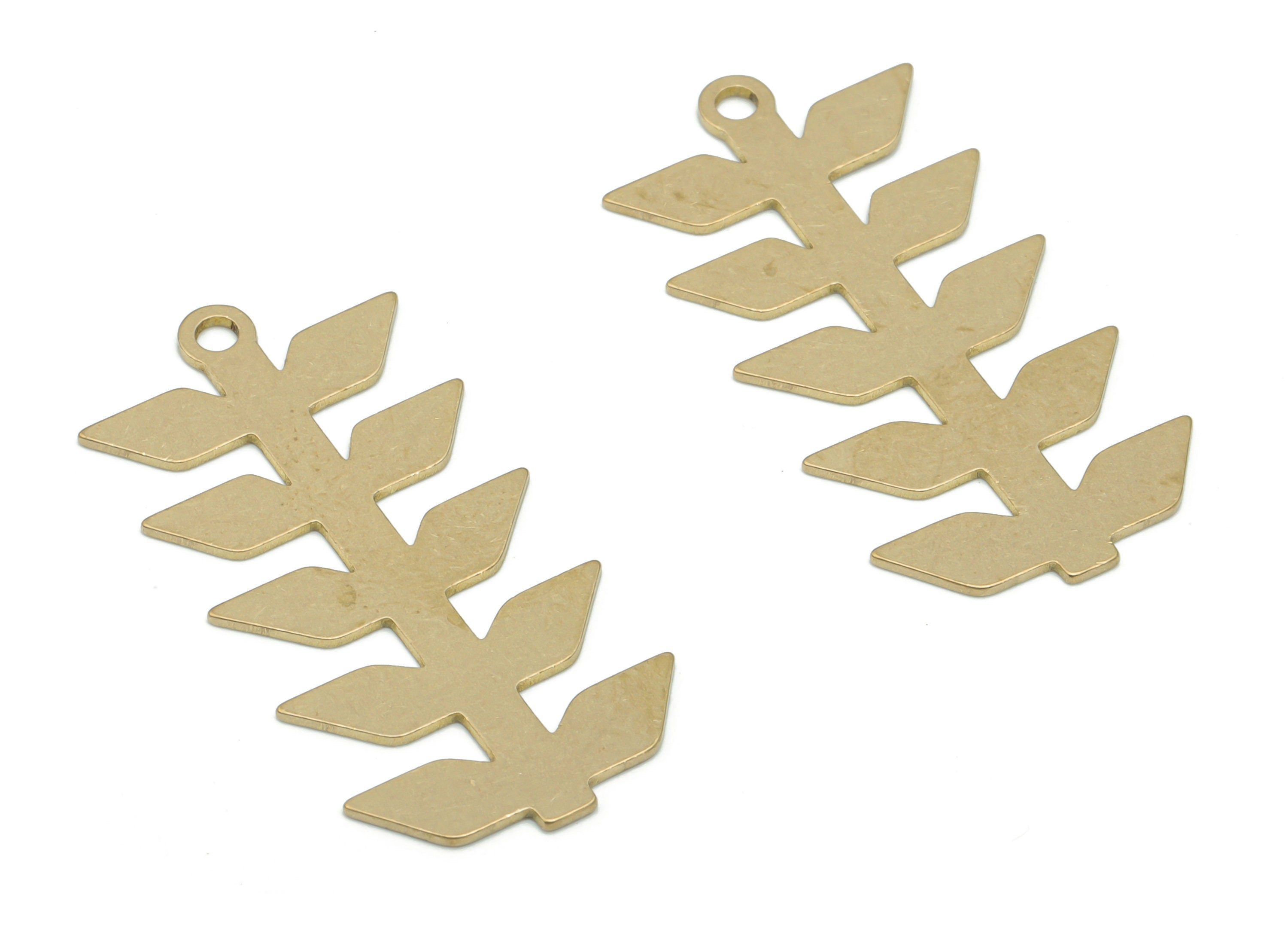 Brass Leafs Earring Charms - Raw Brass Leafs Pendant - DIY Jewelry Making Supplies - 36.05x17.83x0.67mm - PPA2542 - DOMEDBAZAAR