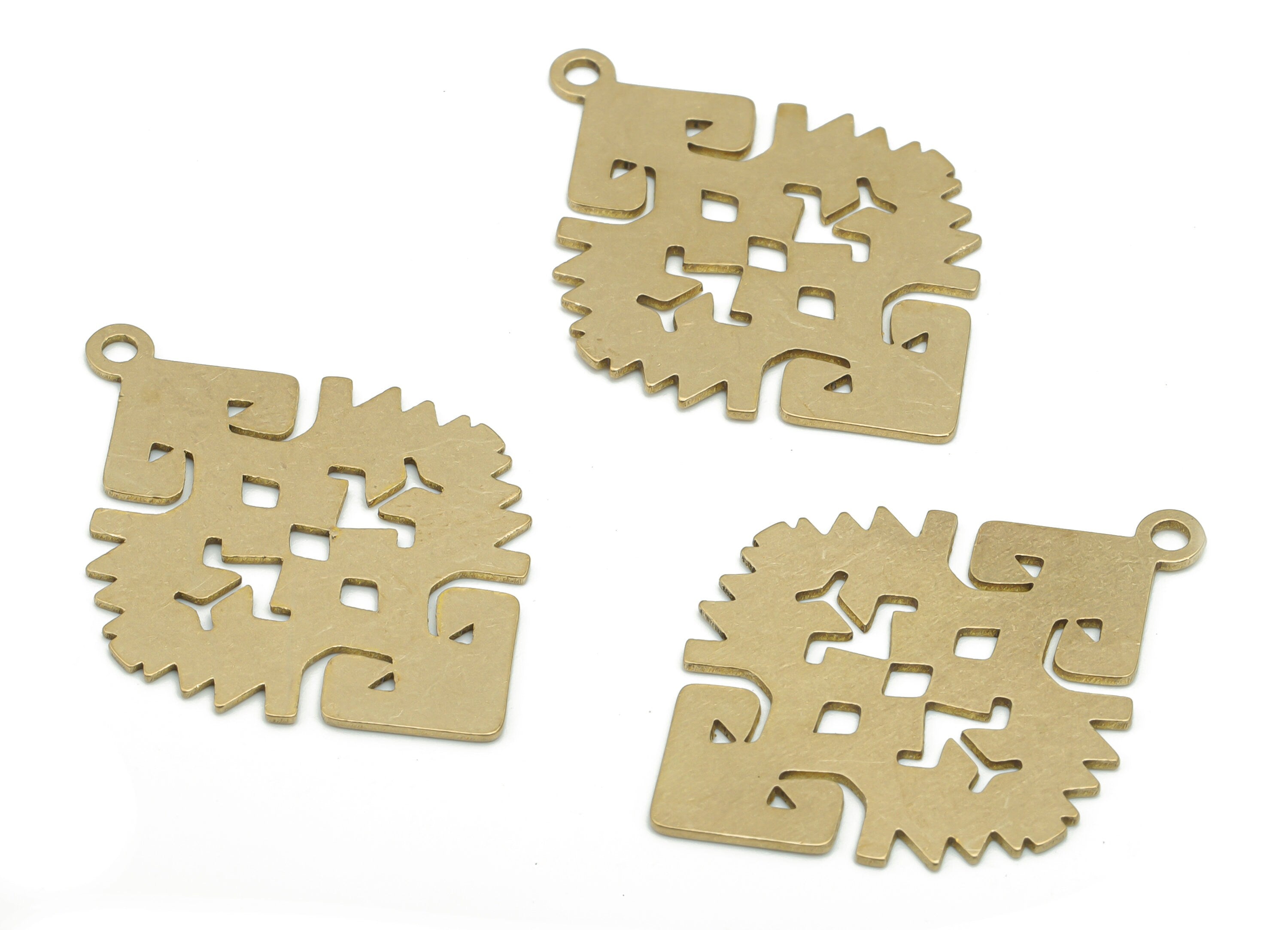 Brass Diamond Waves Earring Charms - Raw Brass Rhombic Waves Pendant - Jewelry Making Supplies - 35.88x25.44x0.65mm - PPA2458 - DOMEDBAZAAR