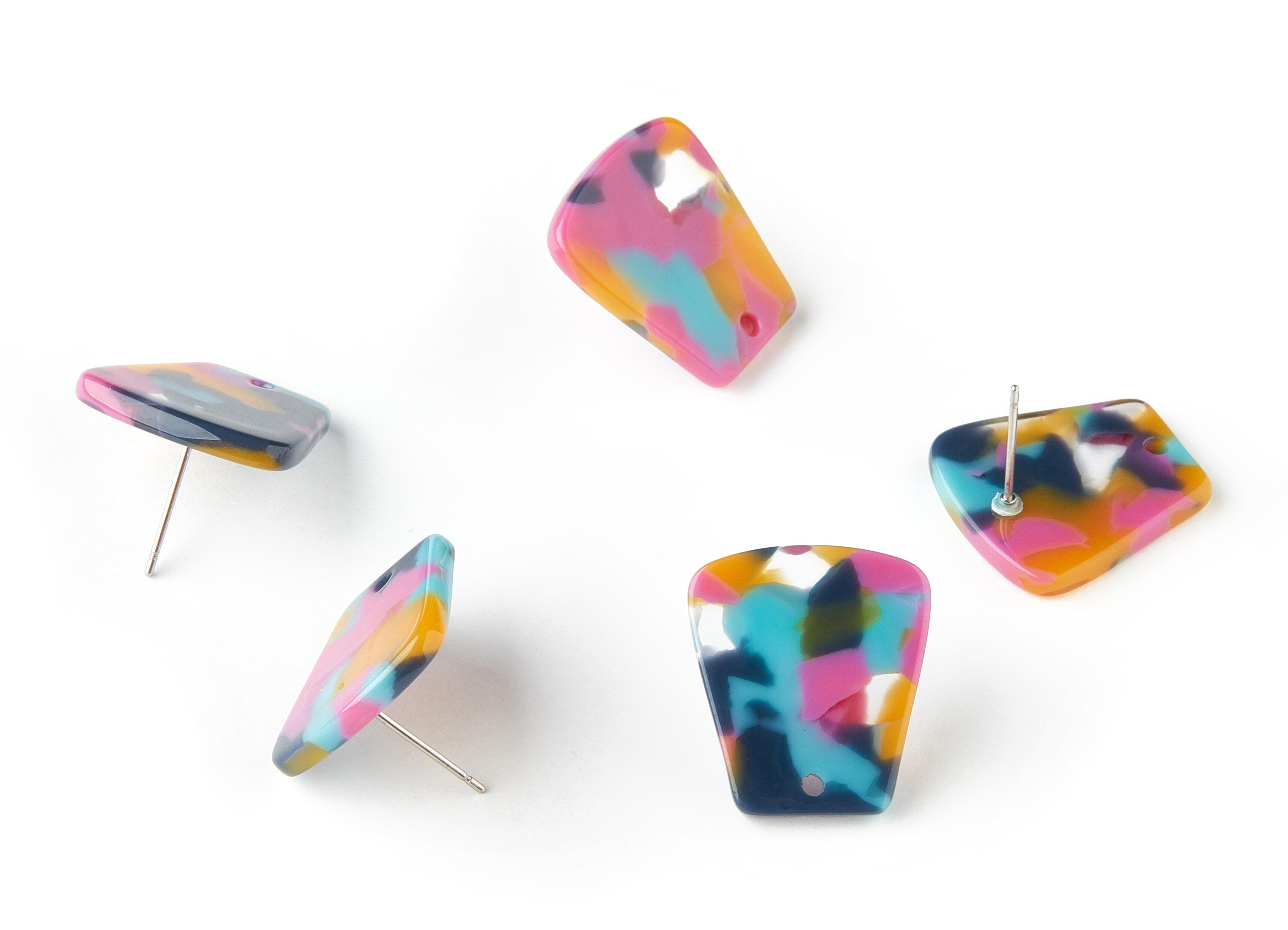 Acetate Trapezoid Earring Stud - Trapezoid Earring Post - Jewelry Making Supplies - Color Code: A258 - 20.9x18.78x2.48mm - AC1591-A258 - DOMEDBAZAAR