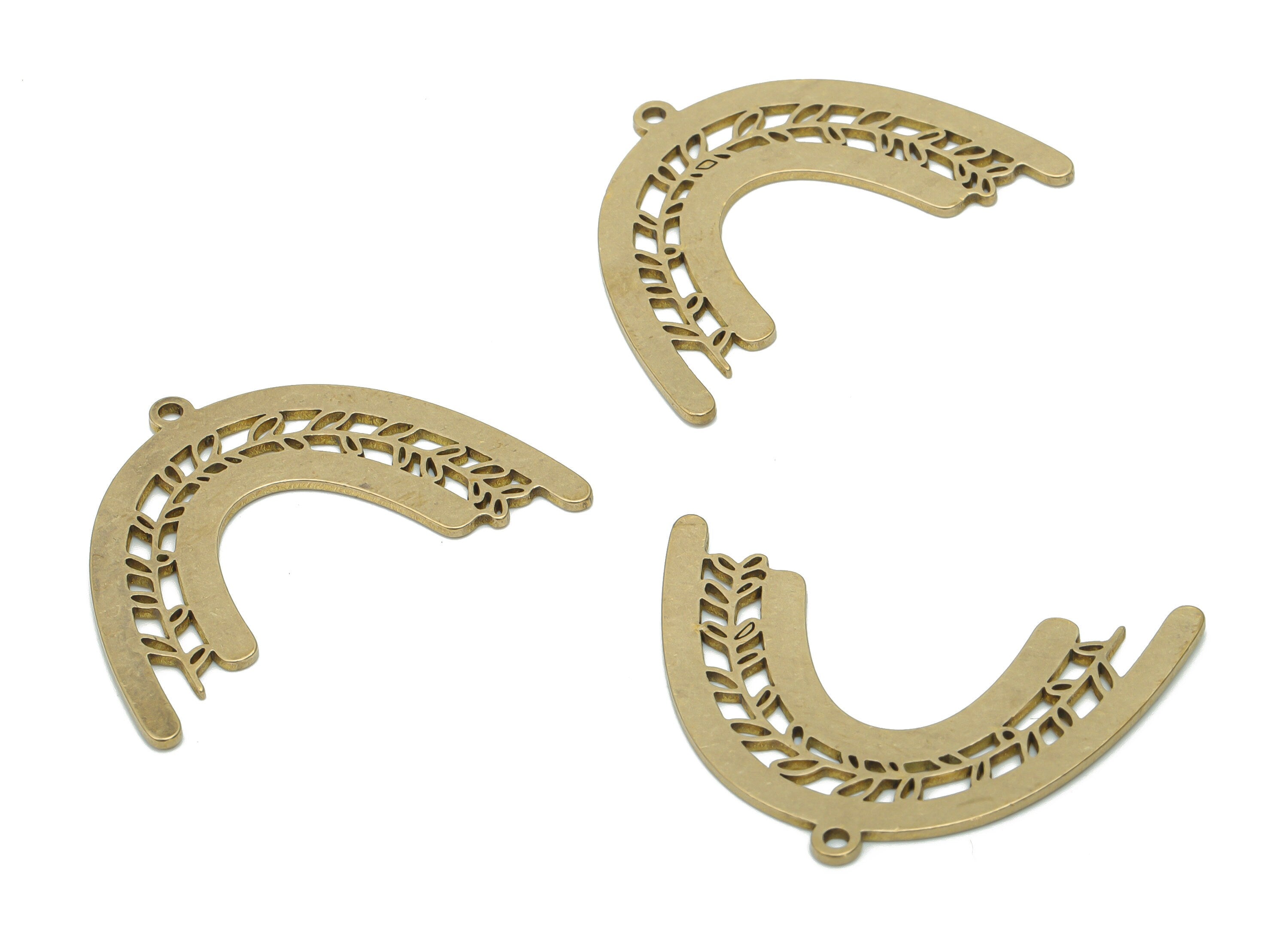 Brass Rainbow Branch Earring Charms - Raw Brass Rainbow Leafs Pendant - DIY Jewelry Making Supplies - 34.47x27.61x0.87mm - PPA1282 - DOMEDBAZAAR
