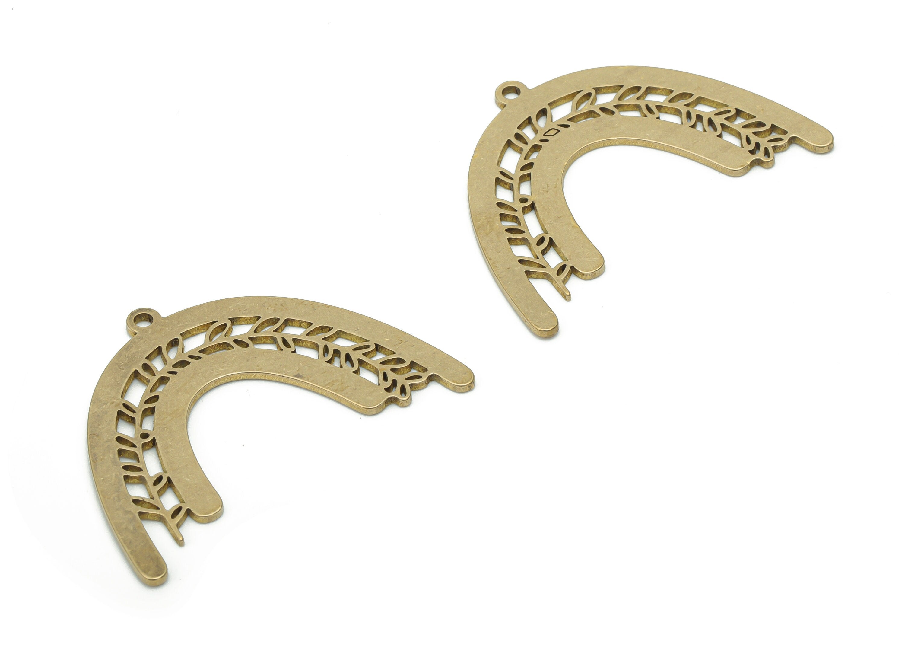 Brass Rainbow Branch Earring Charms - Raw Brass Rainbow Leafs Pendant - DIY Jewelry Making Supplies - 34.47x27.61x0.87mm - PPA1282 - DOMEDBAZAAR