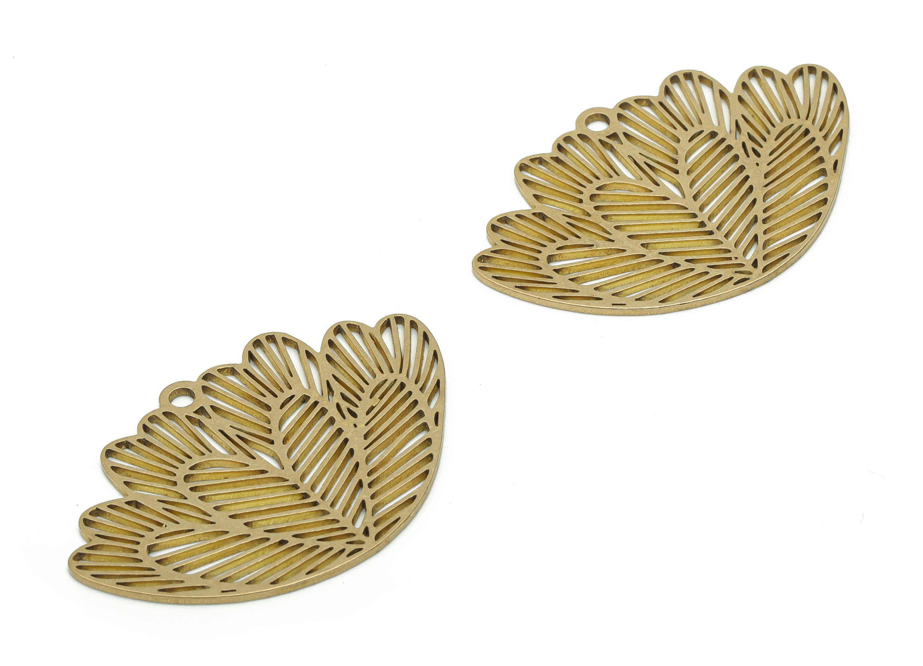 Brass Lotus Earring Charms - Raw Brass Flower Pendant - DIY Jewelry Making Supplies - 35.74x33.32x0.84mm - PPA1606 - DOMEDBAZAAR