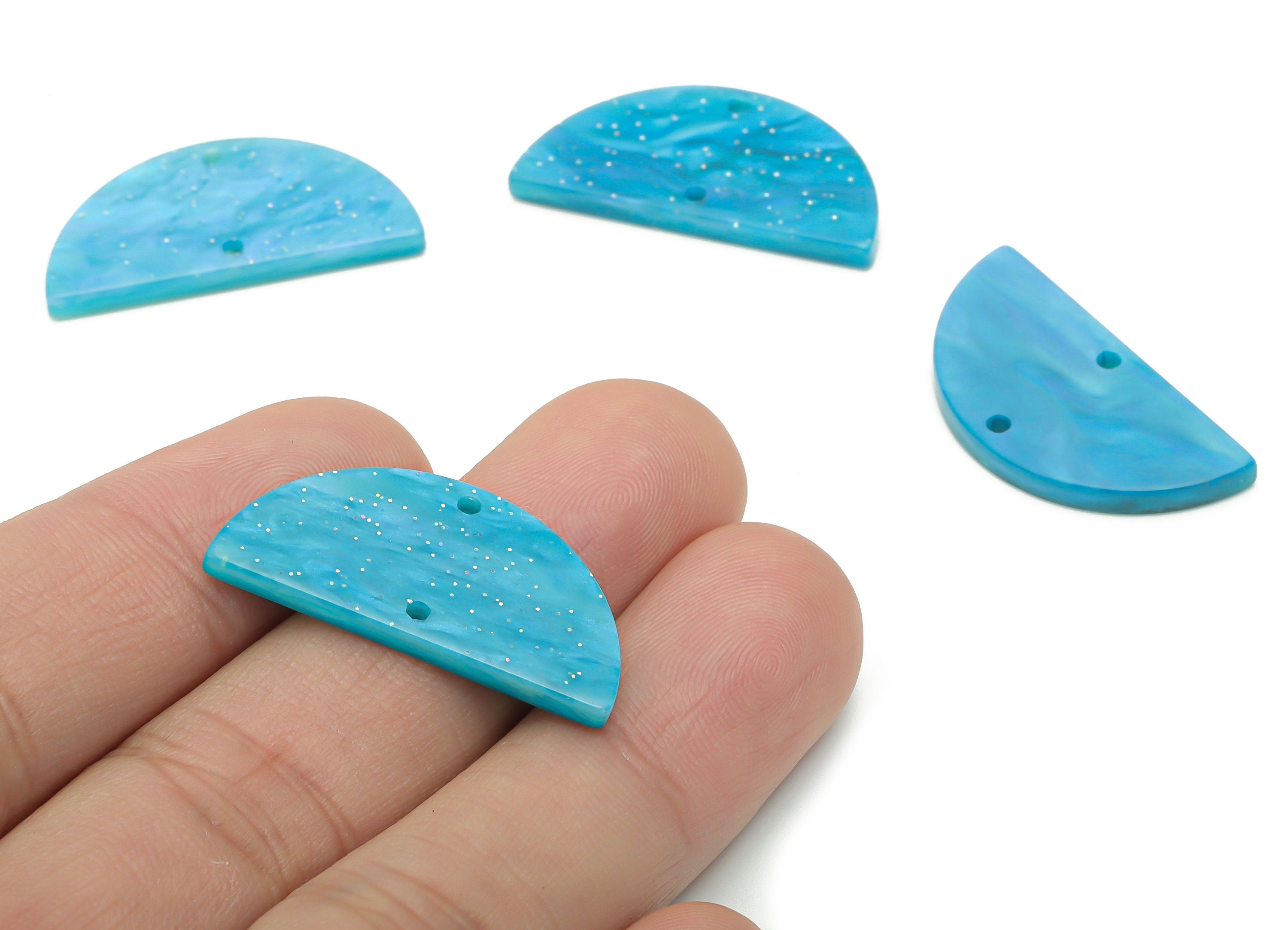 Acrylic Semicircle Earring Connector - Acrylic Half Moon Charms and Pendant - Jewelry Supplies - Color Code:A804 - 30x15x3mm - AC1061-A804 - DOMEDBAZAAR