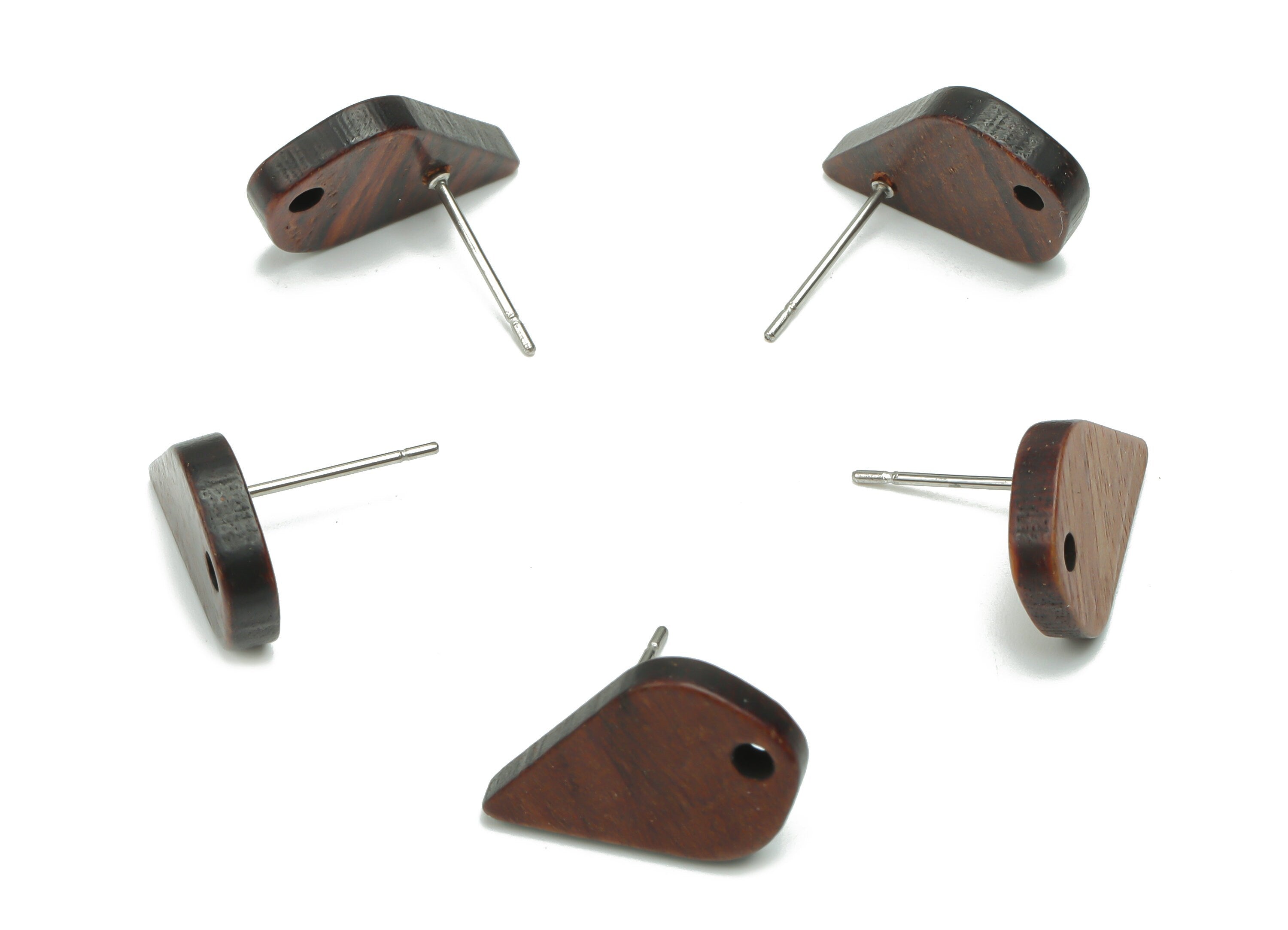 Natural Wood Teardrop Earring Stud - Drop Earring Post - 316 Surgical Stainless Steel - Jewelry Supplies - 17.63x11.24x2.65mm - BB1168 - DOMEDBAZAAR