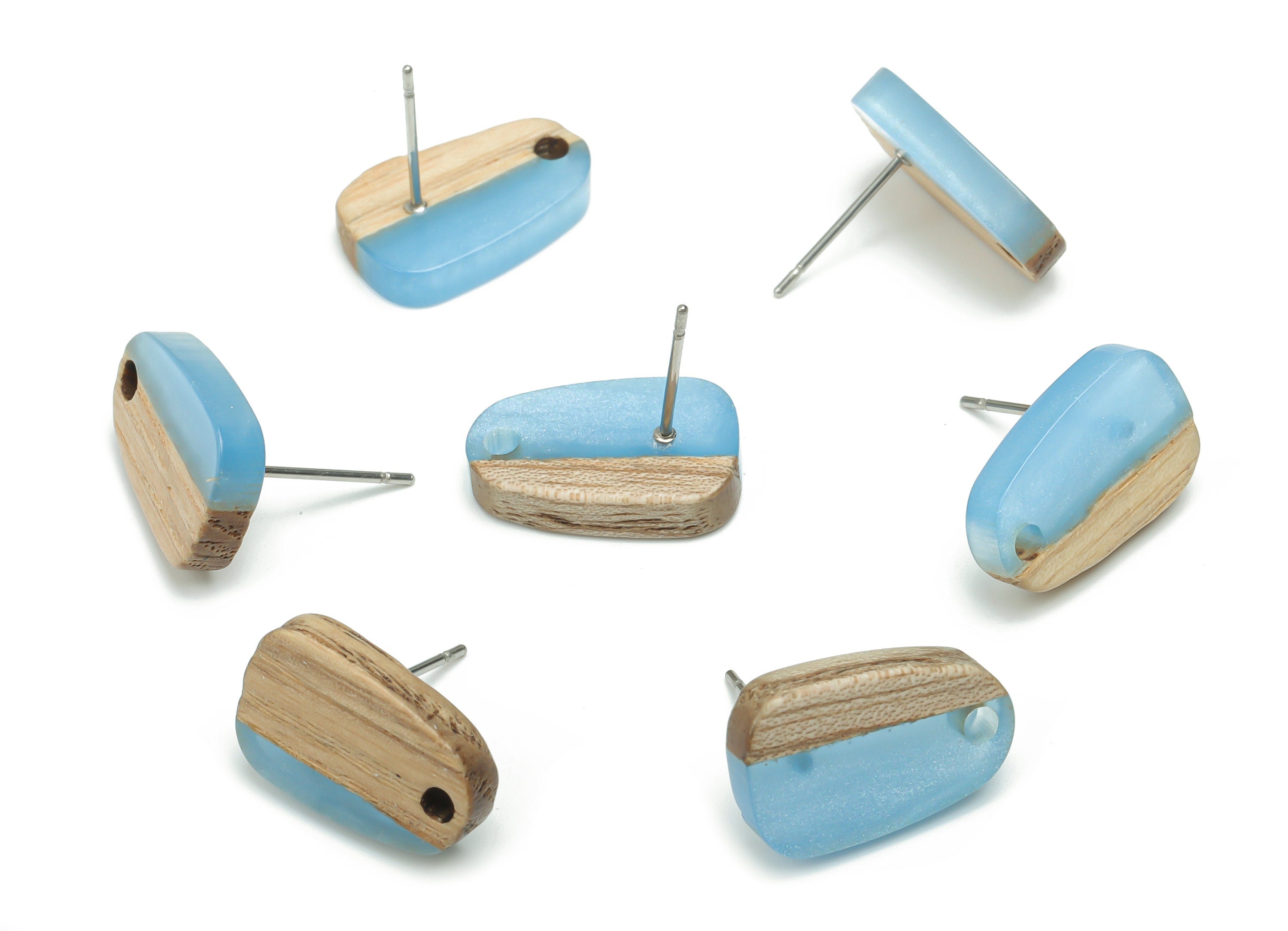 Natural Wood Drop Earring Stud - Resin Drop Earring Post - 316 Surgical Stainless Steel - Jewelry Supplies - 16.08x10.26x2.89mm - BB1166B - DOMEDBAZAAR