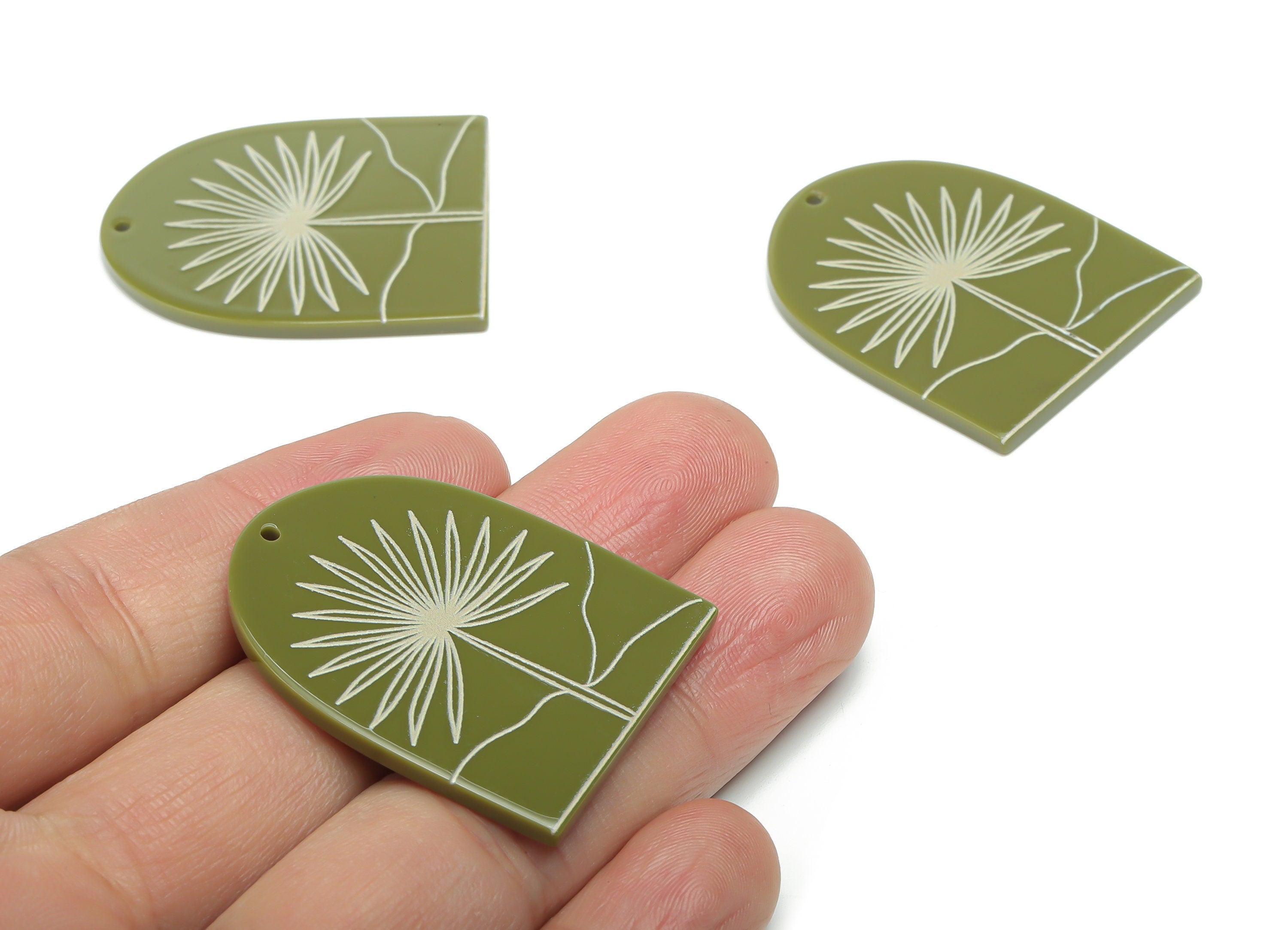 Acrylic Domed Lupin Earring Charms - Acrylic D Flower Pendant - Jewelry Supplies - Color Code: A810 - 37.83x30.88x2.36mm - AC2402-A810 - DOMEDBAZAAR