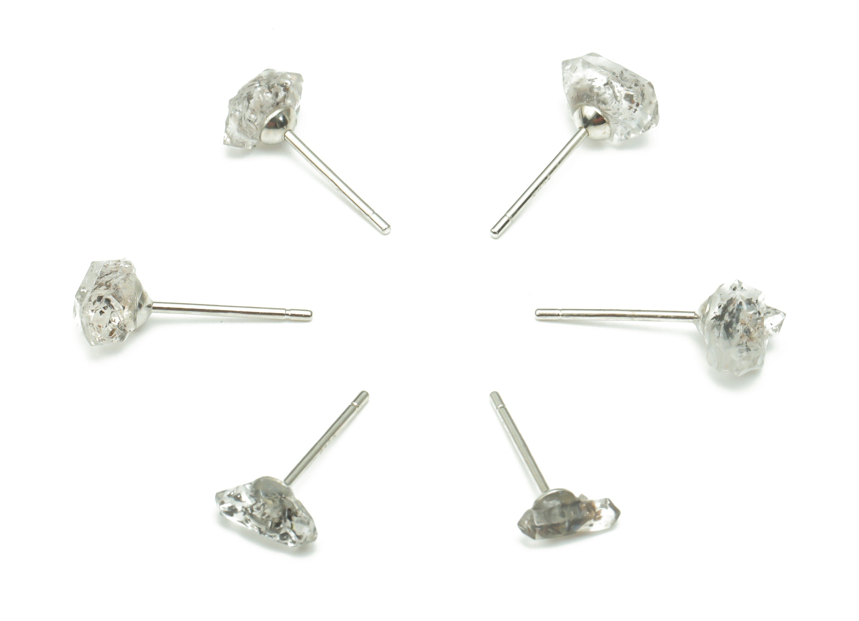 Sterling Silver Spirit Diamond Stud Earrings - Irregular Natural Stone Post - 925 Silver Earrings - Minimalist Style - 6.8x4.5x4.3m – SI1003 - DOMEDBAZAAR