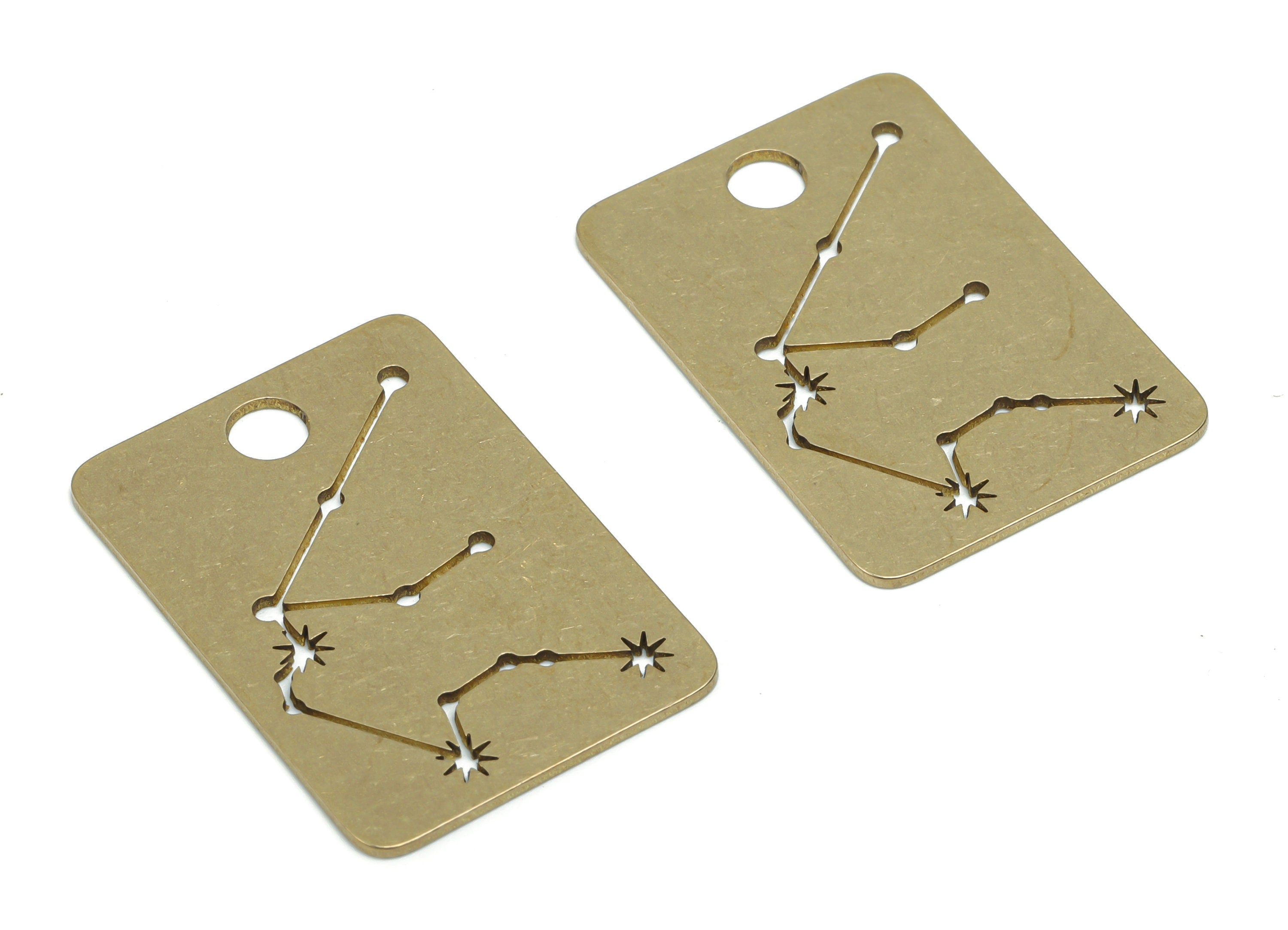 Brass Rectangle Planet Star Map Earring Charms - Raw Brass Constellation Star Pendant - Jewelry Making Supplies - 29.89x20.9x0.8mm - PPA2136 - DOMEDBAZAAR