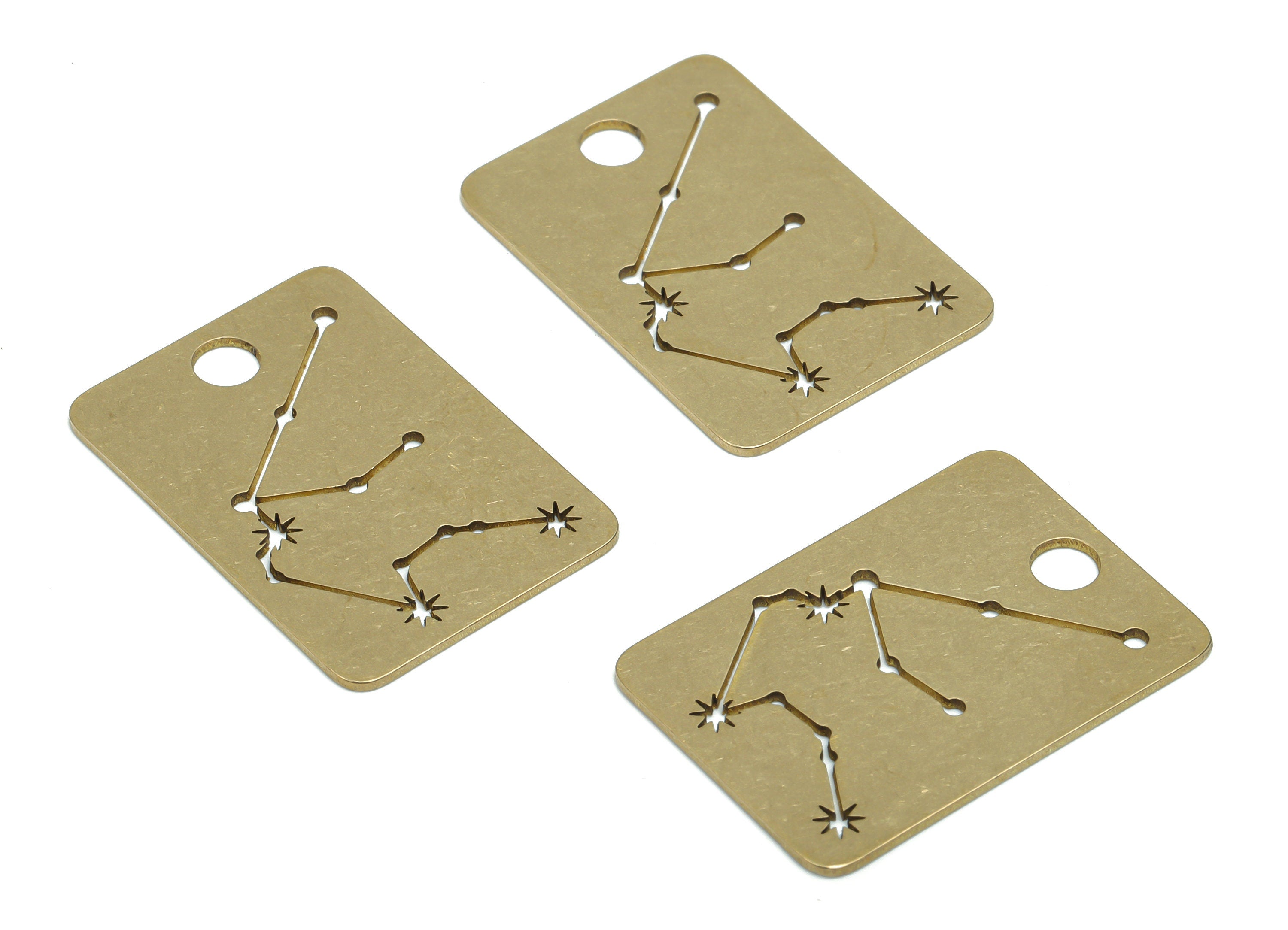 Brass Rectangle Planet Star Map Earring Charms - Raw Brass Constellation Star Pendant - Jewelry Making Supplies - 29.89x20.9x0.8mm - PPA2136 - DOMEDBAZAAR