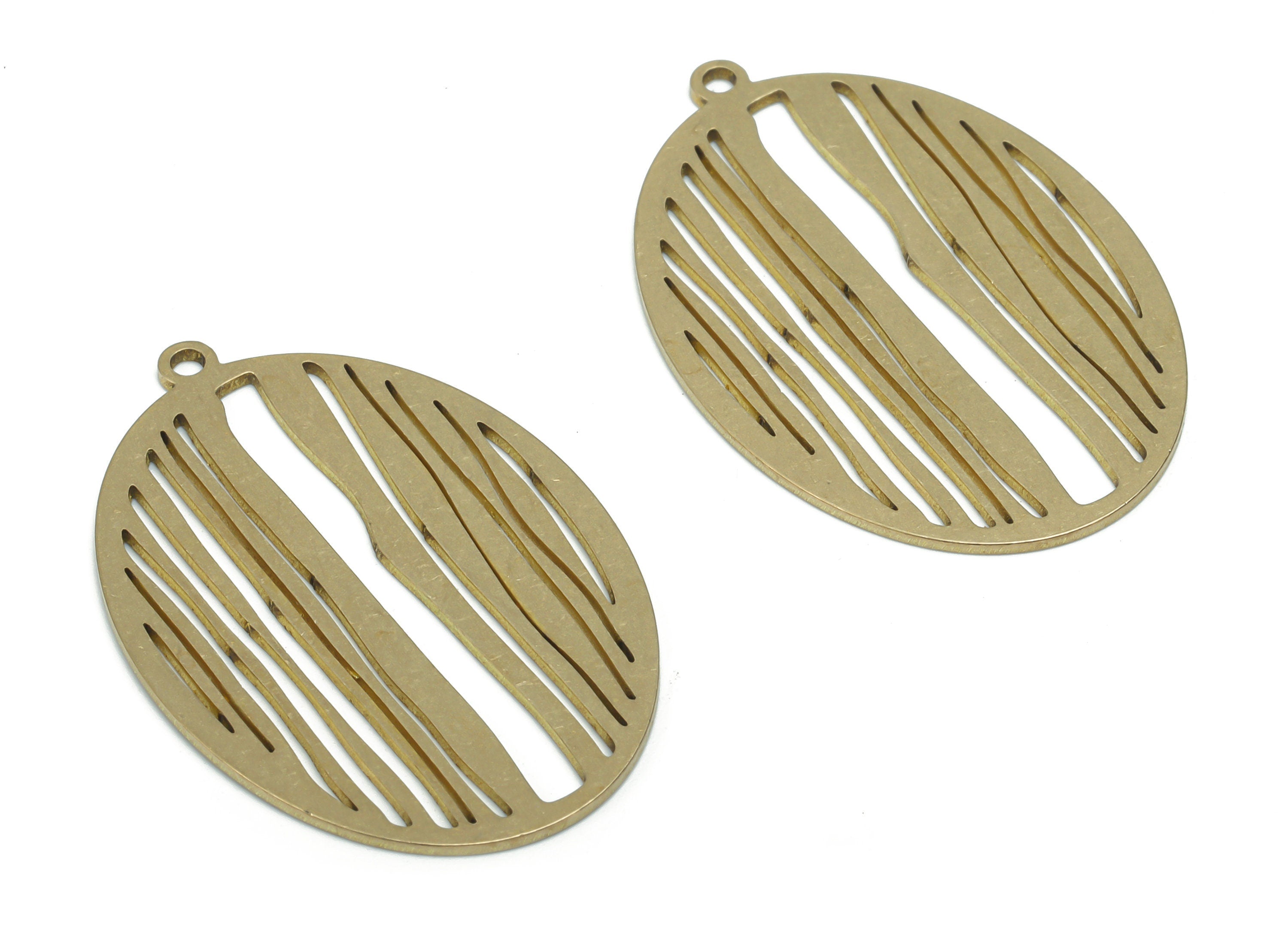 Brass Oval Earring Charms - Raw Brass Oval Pendant - Jewelry Making Supplies - 34.81x23.33x0.84mm - PPA2016 - DOMEDBAZAAR