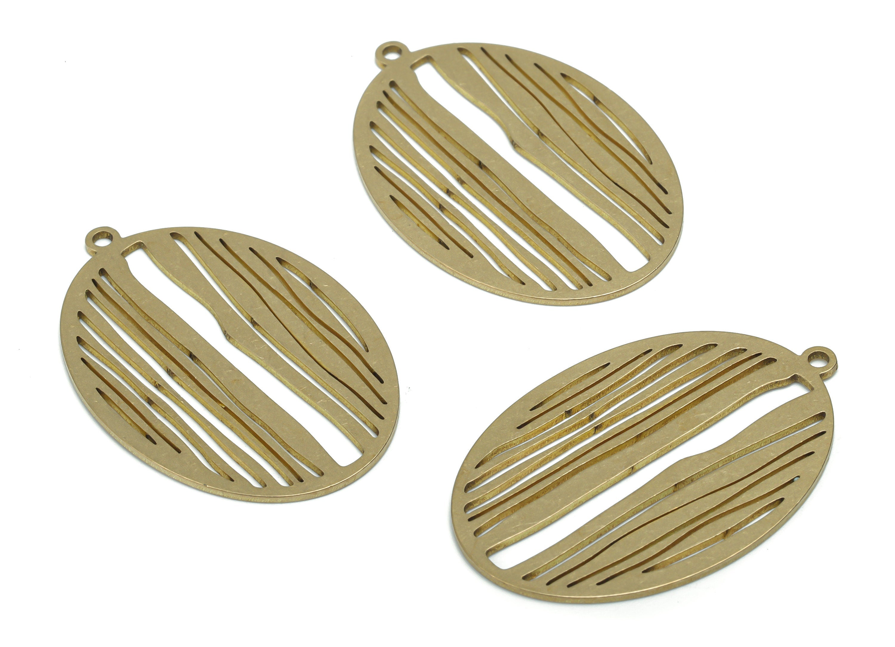 Brass Oval Earring Charms - Raw Brass Oval Pendant - Jewelry Making Supplies - 34.81x23.33x0.84mm - PPA2016 - DOMEDBAZAAR