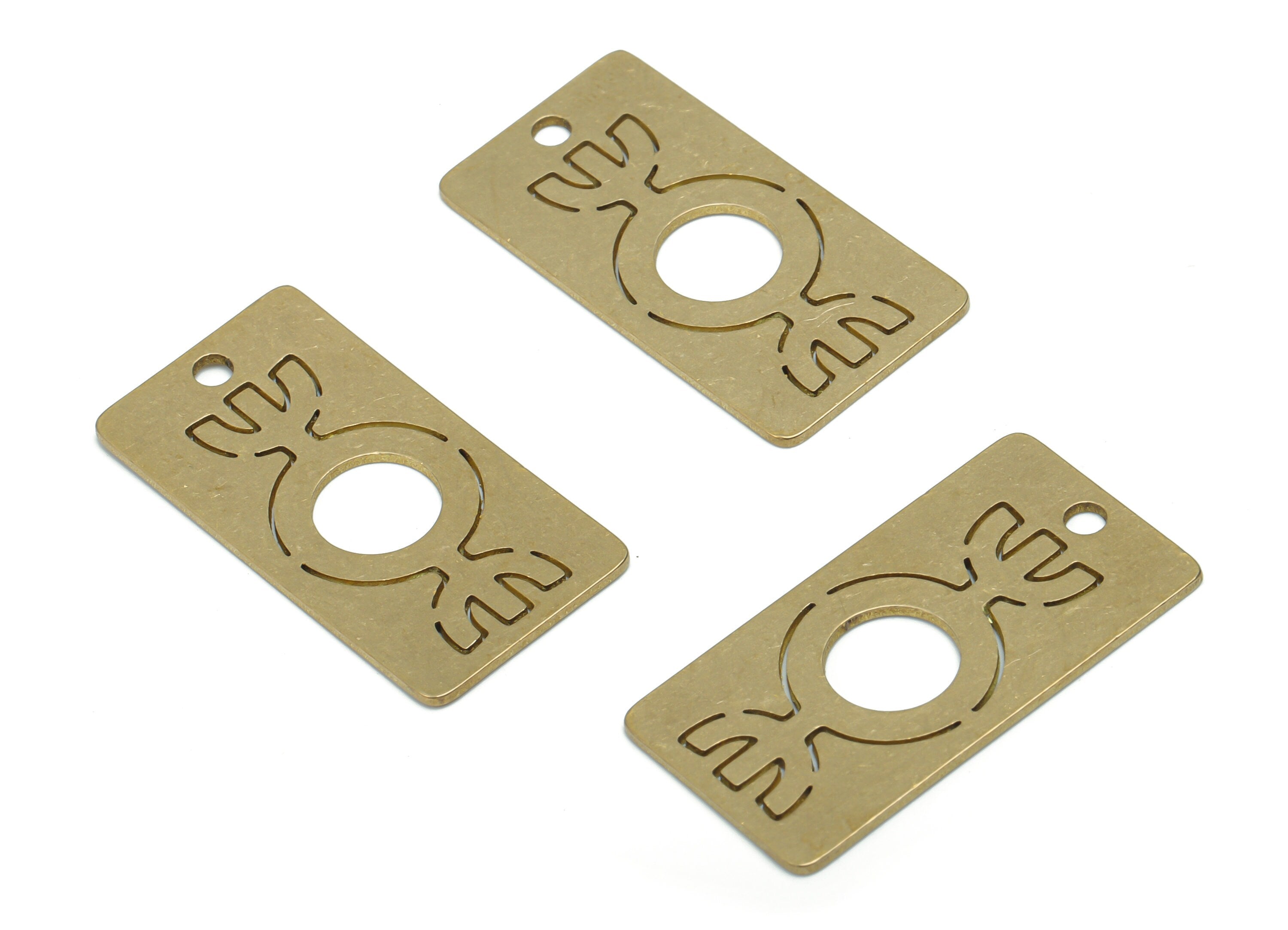 Brass Rectangle Round Earring Charms - Raw Brass Semicircle Half Moon Pendant - Jewelry Making Supplies - 29.87x15.25x0.74mm - PPA2161 - DOMEDBAZAAR