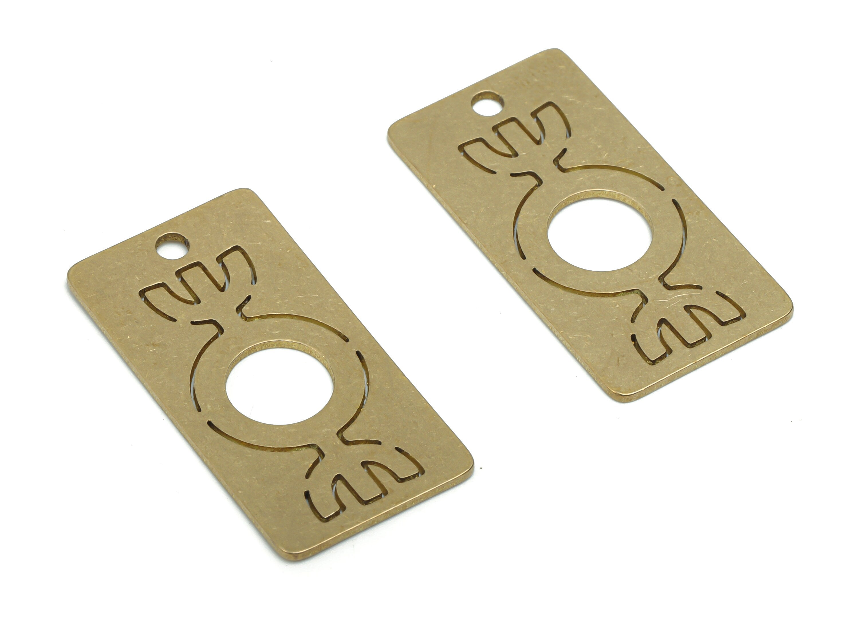Brass Rectangle Round Earring Charms - Raw Brass Semicircle Half Moon Pendant - Jewelry Making Supplies - 29.87x15.25x0.74mm - PPA2161 - DOMEDBAZAAR
