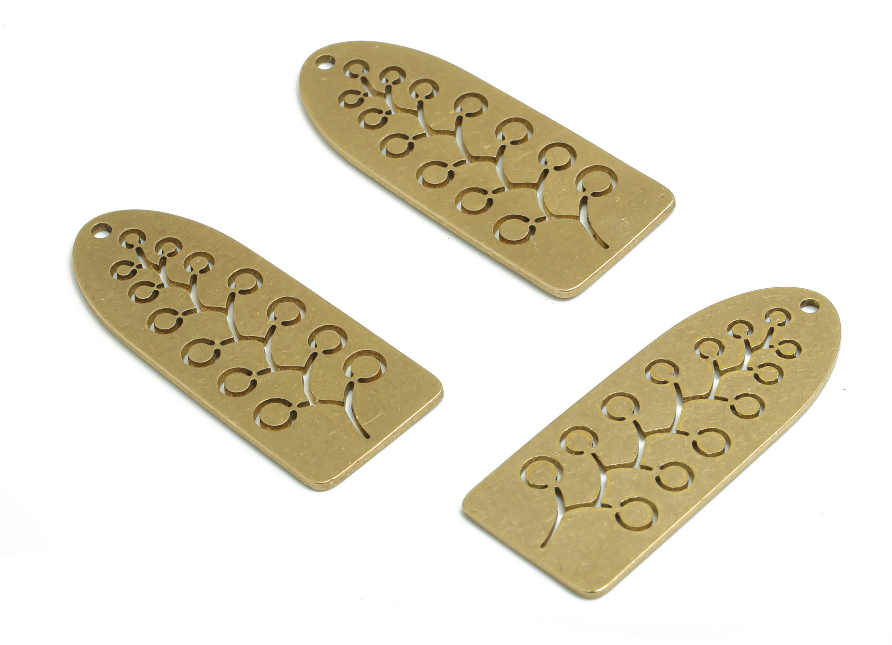 Brass Domed Branchs Earring Charms - Raw Brass D Branchs Pendant - Jewelry Making Supplies - 36.03x14.62x0.84mm - PPA1838 - DOMEDBAZAAR