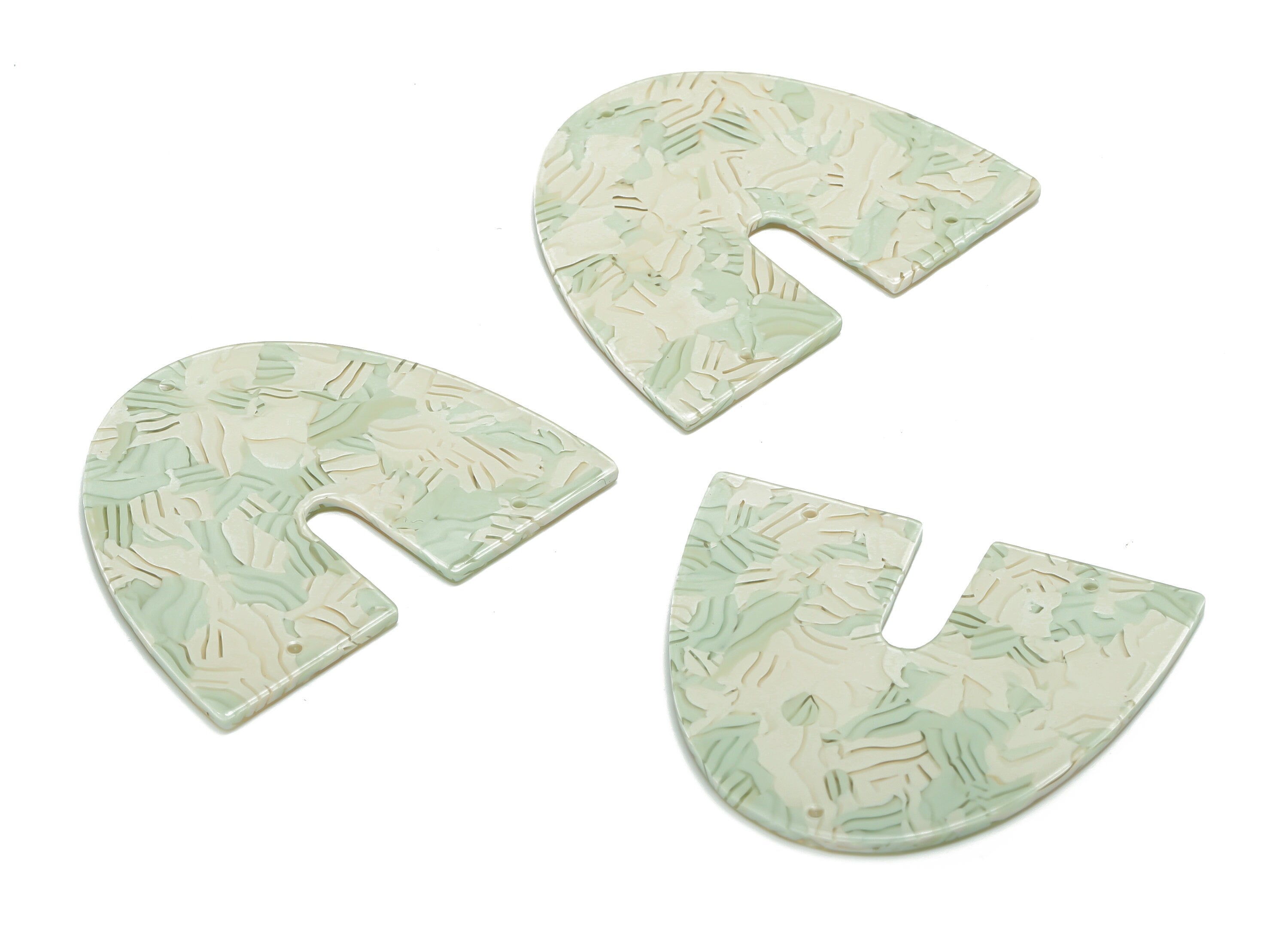 PVC Domed U Earring Connector - PVC Geometry Charms - 3 Holes - Jewelry Making Supplies - Color Code:A818 - 41.91x35.4x2.04mm - AC2390-A818 - DOMEDBAZAAR