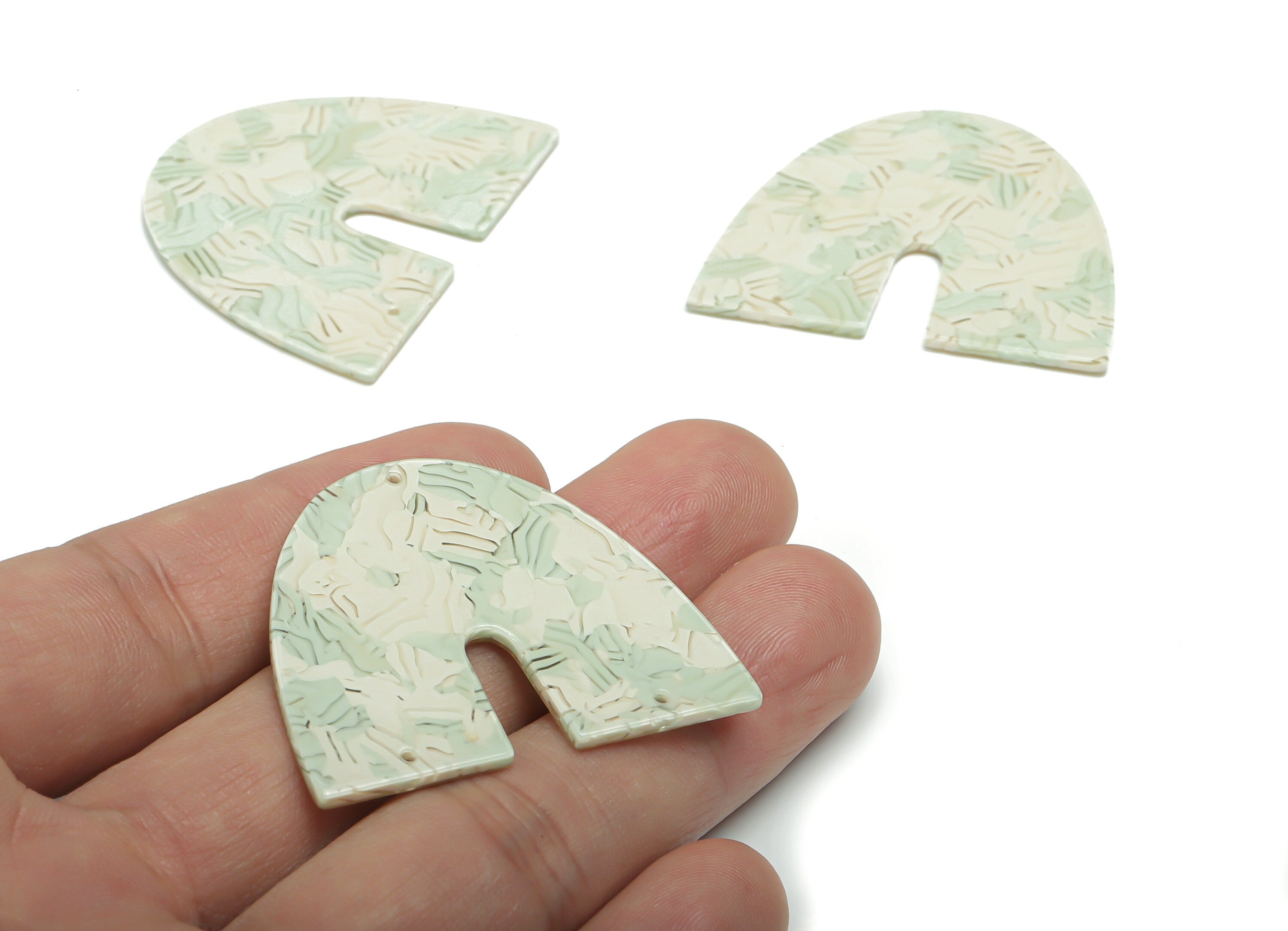 PVC Domed U Earring Connector - PVC Geometry Charms - 3 Holes - Jewelry Making Supplies - Color Code:A818 - 41.91x35.4x2.04mm - AC2390-A818 - DOMEDBAZAAR