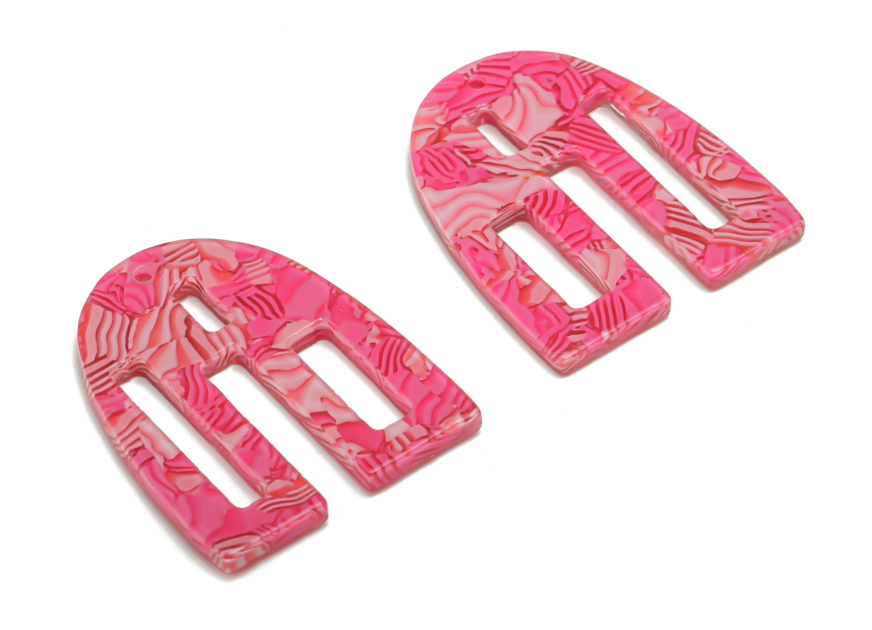 PVC Domed U Earring Charms - PVC Rectangle Pendant - Jewelry Making Supplies - Color Code: A820 - 28.35x23.19x2.28mm - AC2397-A820 - DOMEDBAZAAR
